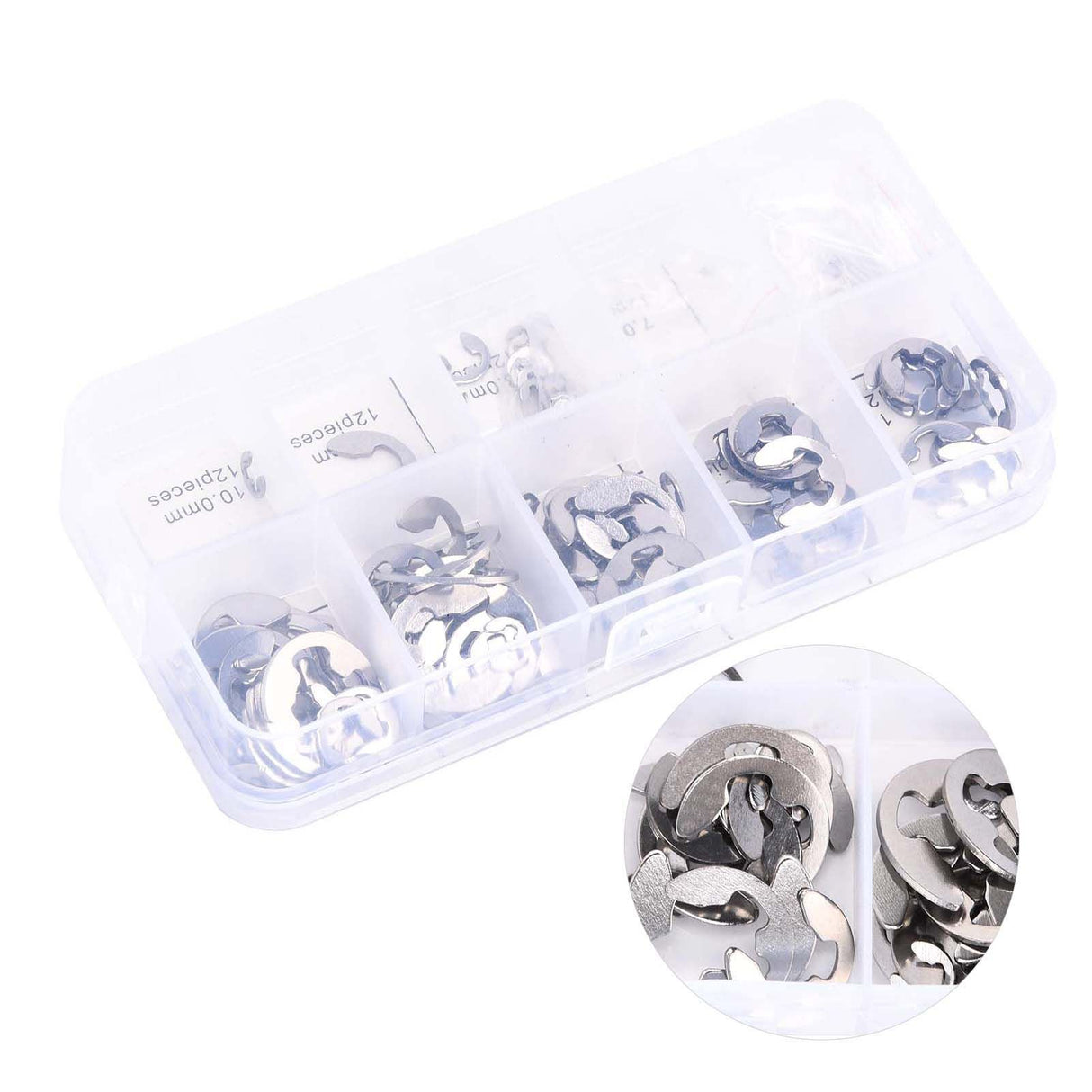 120PCS Snap Rings M1.5‑10 Mini Portable Corrosion Resistant Stainless Steel Snap Rings Kit120PCS