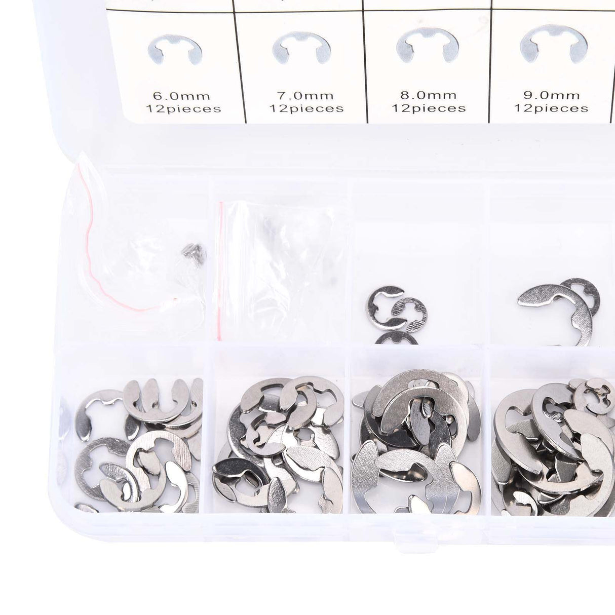 120PCS Snap Rings M1.5‑10 Mini Portable Corrosion Resistant Stainless Steel Snap Rings Kit120PCS