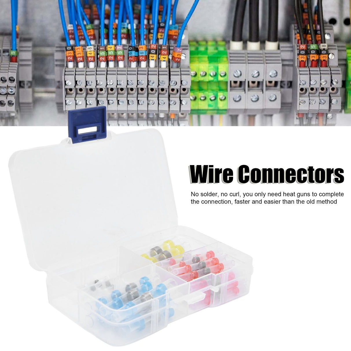 50pcs Waterproof Wire Connectors Bendable Marine Grade Insulated Electrical Wire TerminalsWhite 10 Red 23 Blue 12 Yellow 5