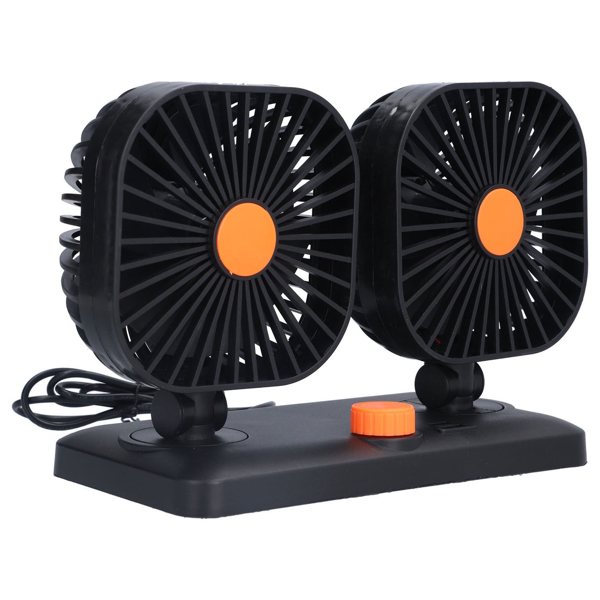 Car Air Cooling Fan Dual Head USB Universal Cooling Device 360 Degree Adjustable Square Low Noise Car Accessories