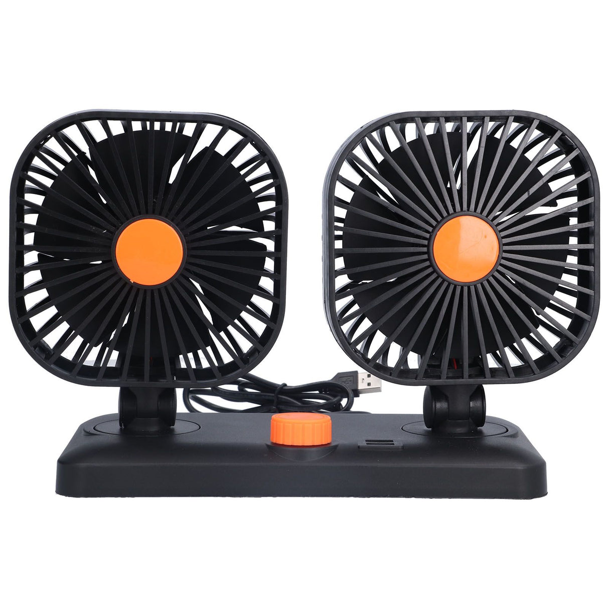 Car Air Cooling Fan Dual Head USB Universal Cooling Device 360 Degree Adjustable Square Low Noise Car Accessories