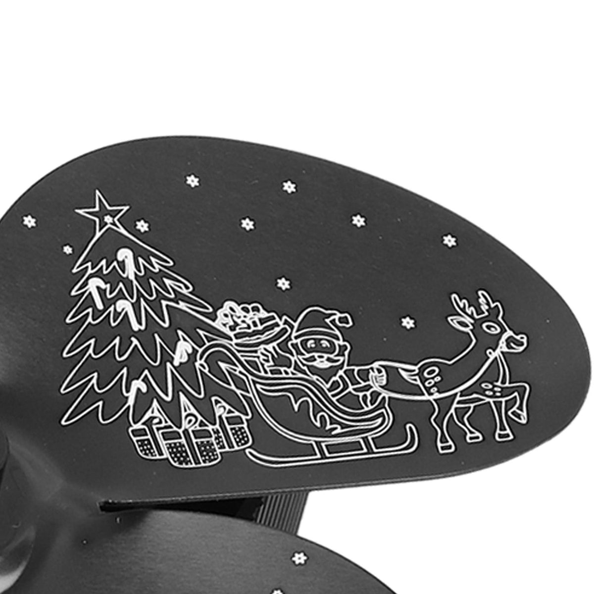 4 Blades Heat Powered Fan Santa Claus Pattern Fireplace Fan for Heat Distribution Circulating Warm AirBlack
