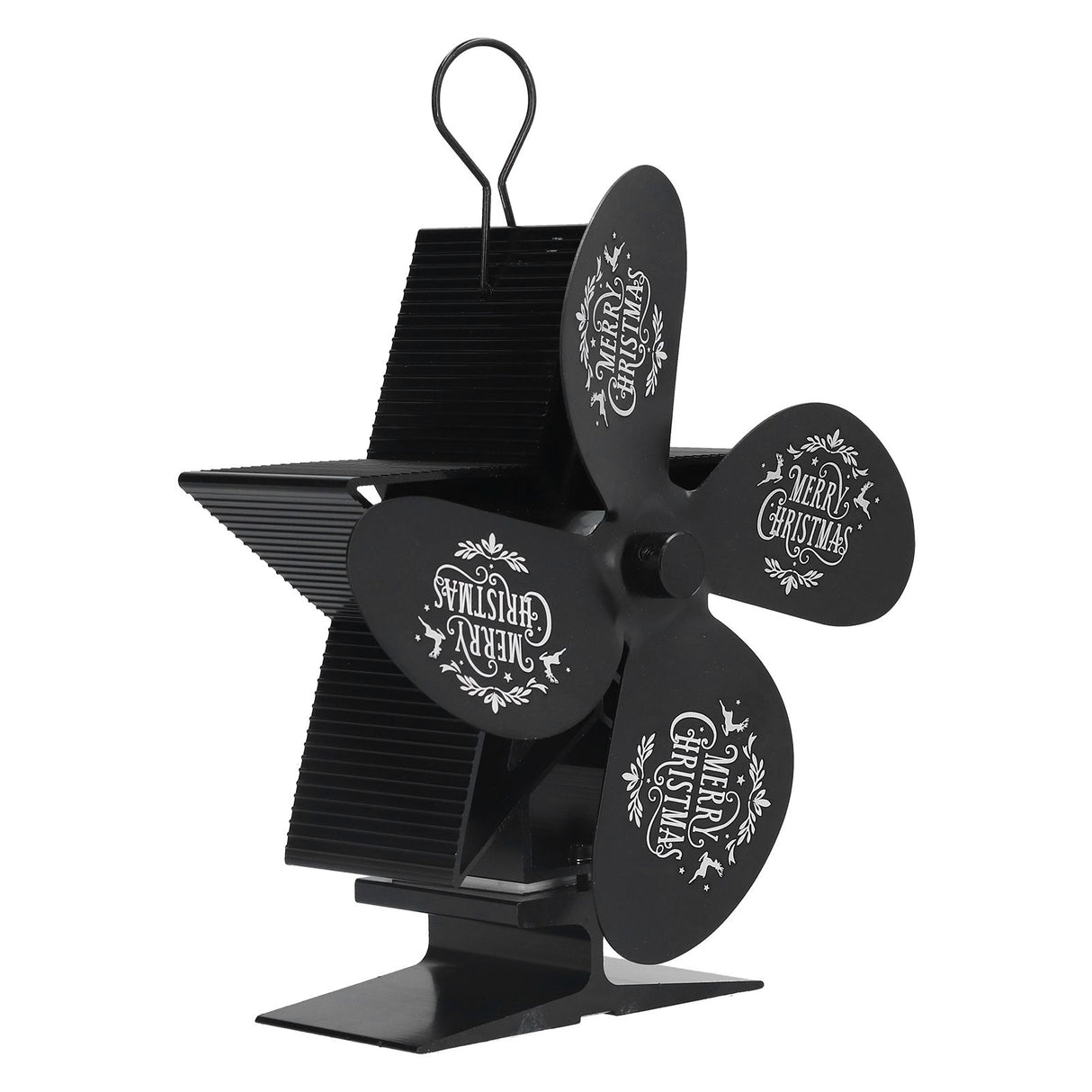 Stove Fans 4 Blades Heat Powered Low Noise High Temperature Resistant Fireplace Fan for HomeBlack