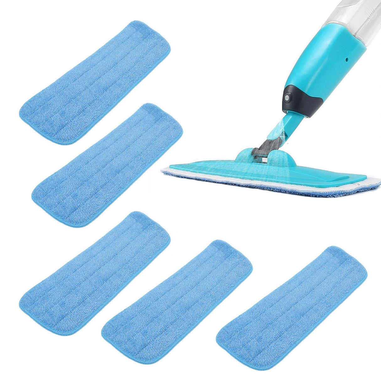 5PCS Microfiber Flat Mop Pad Mopping Cleaning Cloth Replacement for 14x41cm Hook and Loop Mop Universal