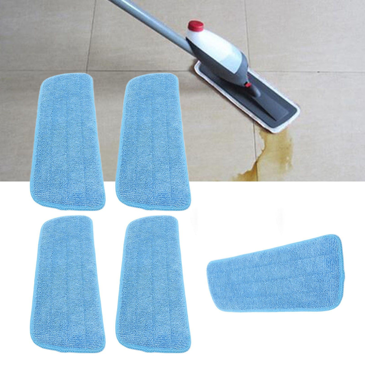 5PCS Microfiber Flat Mop Pad Mopping Cleaning Cloth Replacement for 14x41cm Hook and Loop Mop Universal