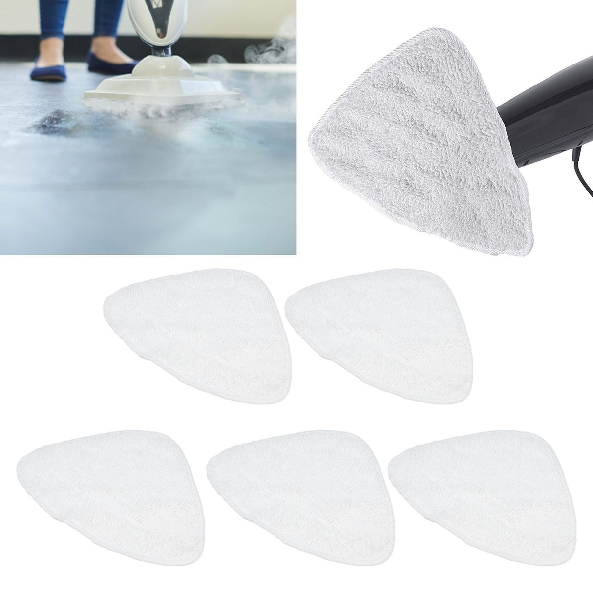 5PCS Fiber Mop Pads Steam Cleaning Pad Cloth Accessory Fits for Vileda Steam Mop Cleaner