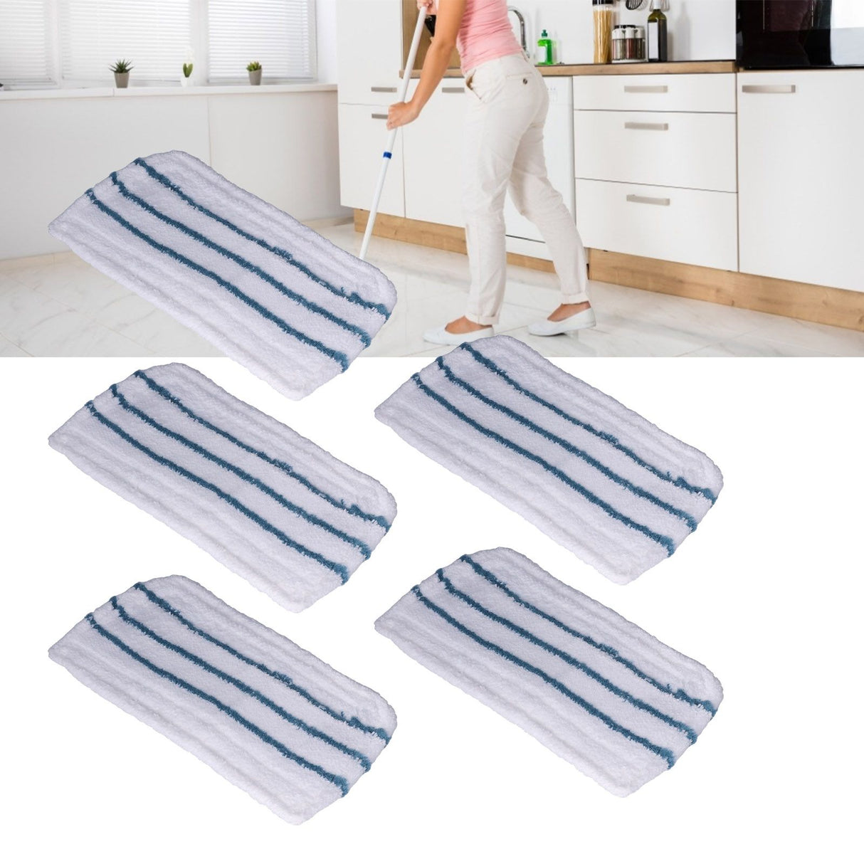 5PCS Washable Fiber Mopping Pads Replacement Steam Mop Accessory Fit for FSM1610/1630