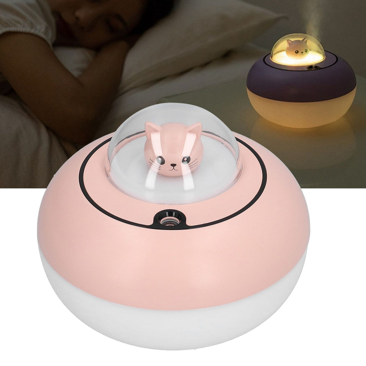 300ml LED Desk Humidifier White Pink USB Powered Mute Colorful Large Capacity Air Humidifier for Home Office