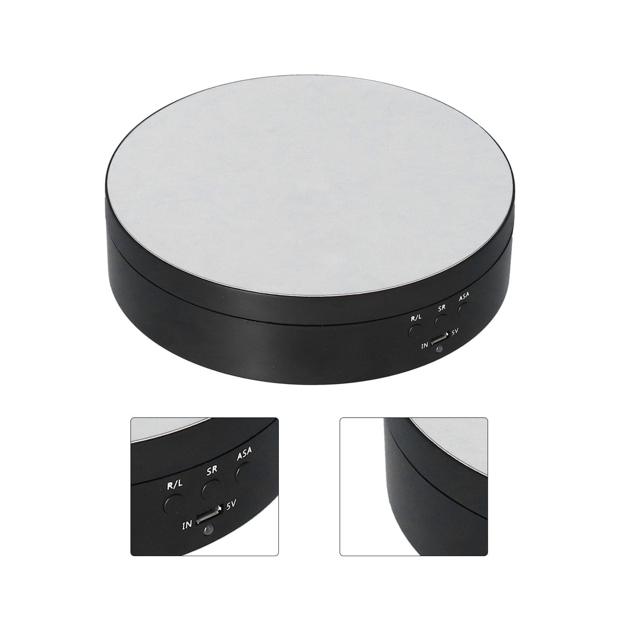 Motorized Rotating Display Stand 138mm Electric Rotating Turntable 3 Speed Adjustable USB Powered Jewelry Display BracketBlack