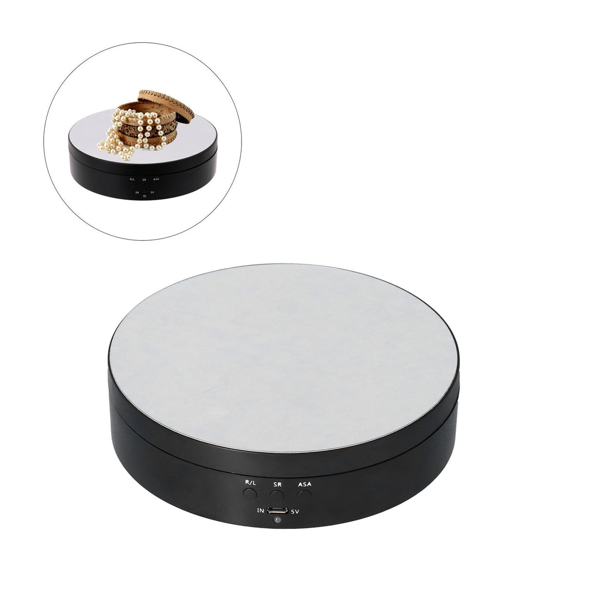 Motorized Rotating Display Stand 138mm Electric Rotating Turntable 3 Speed Adjustable USB Powered Jewelry Display BracketBlack