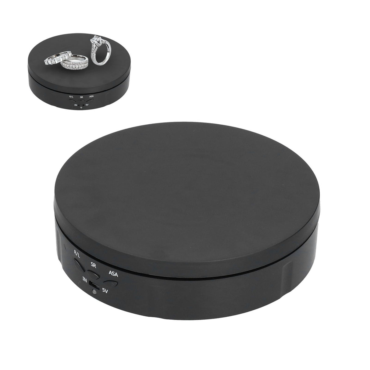 145mm 360° Round Auto Rotating Display Stand 3 Speed Control USB Powered Jewelry Turntable for ExhibitionBlack