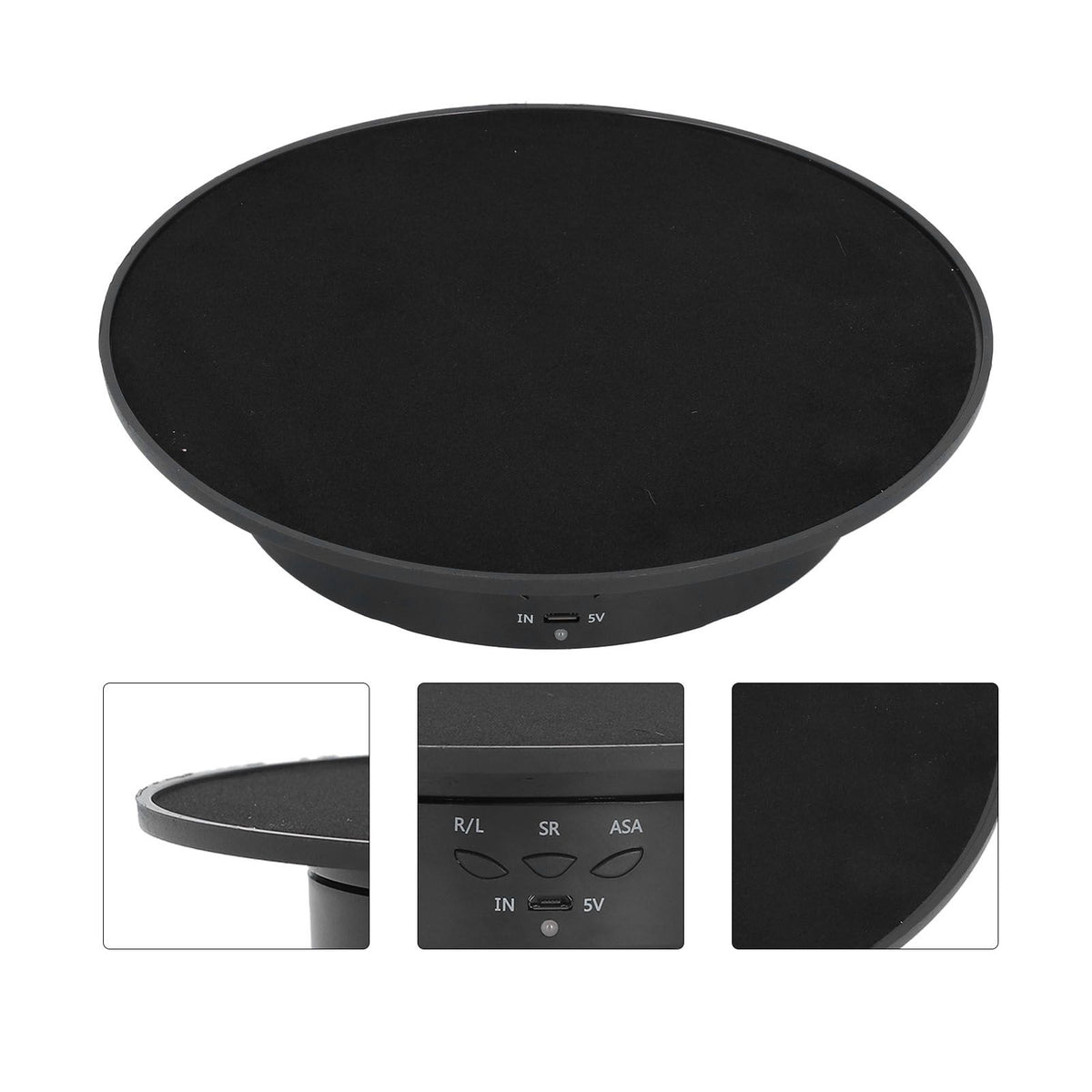 200mm Motorized Rotating Display Stand Bracket 3 Speed Adjustable USB Powered Jewelry Electric Rotating TurntableBlack