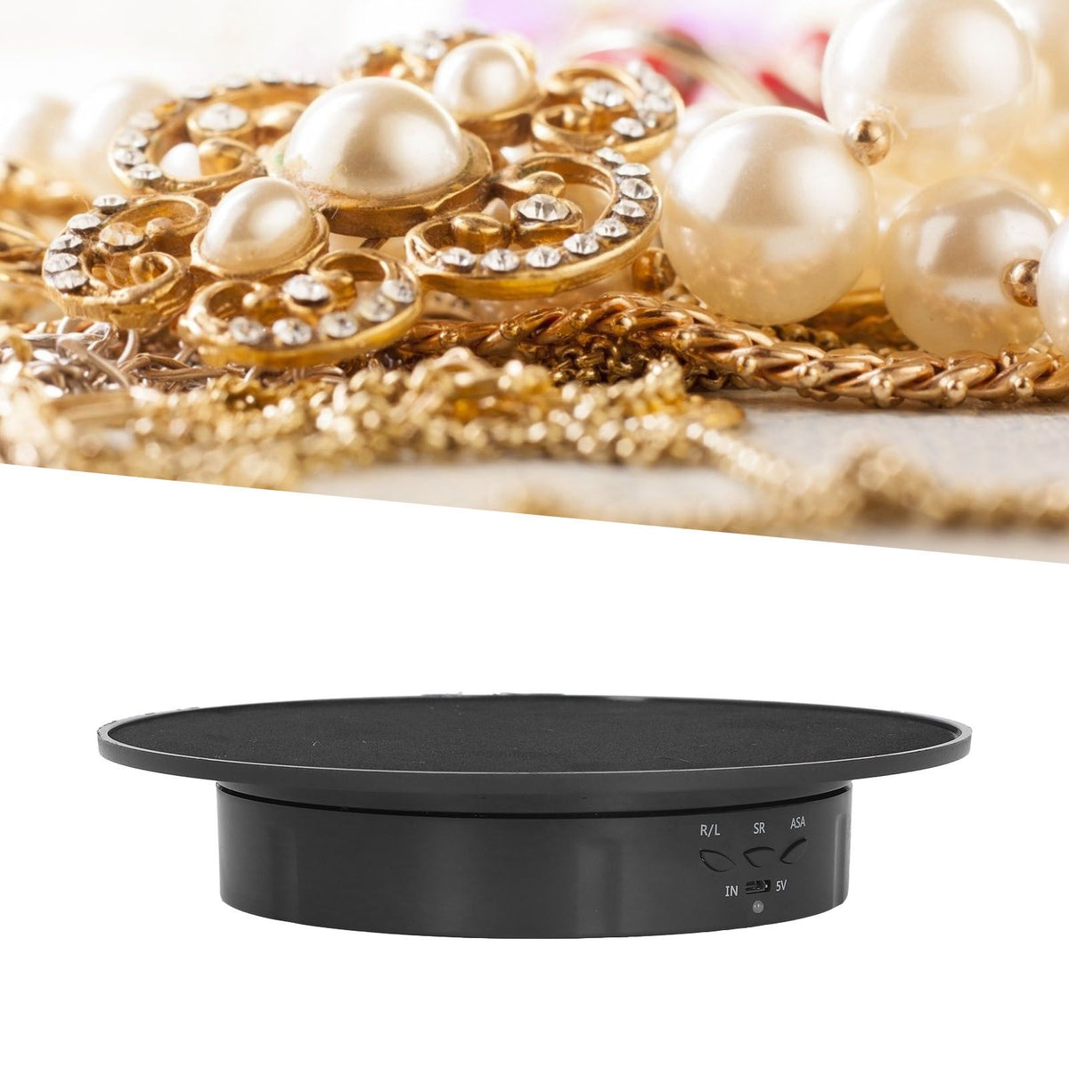 200mm Motorized Rotating Display Stand Bracket 3 Speed Adjustable USB Powered Jewelry Electric Rotating TurntableBlack