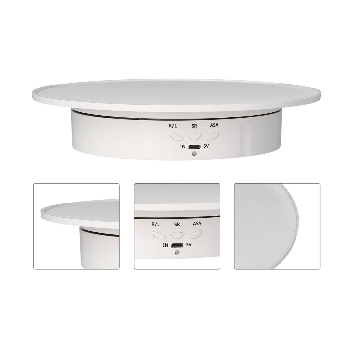 200mm Motorized Rotating Display Stand Bracket 3 Speed Adjustable USB Powered Jewelry Electric Rotating TurntableWhite
