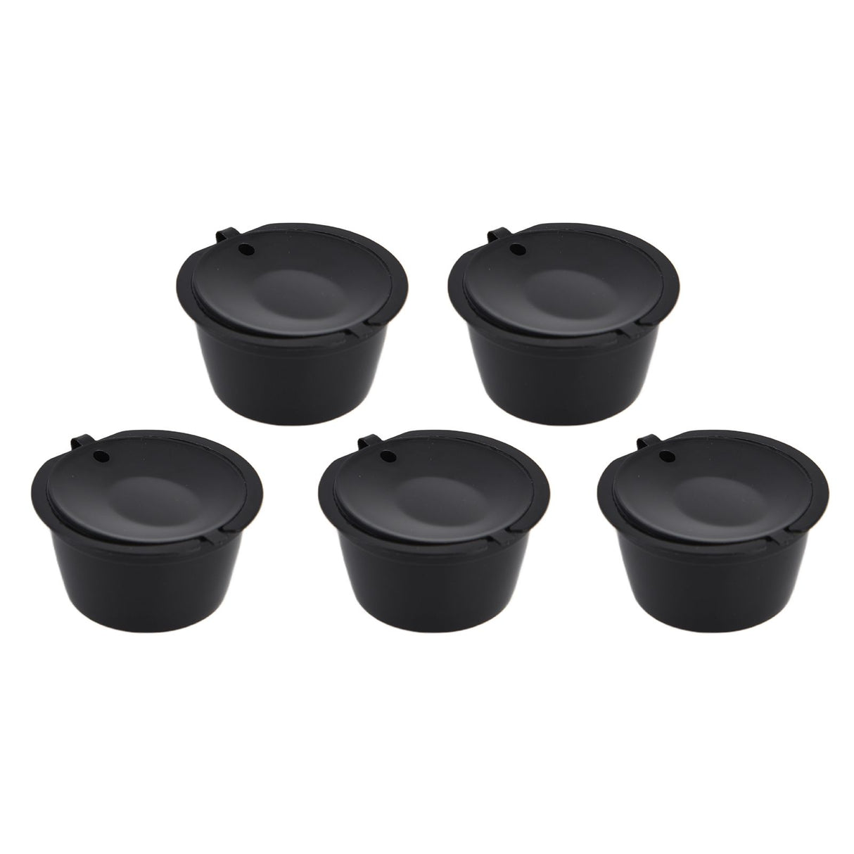 5Pcs 50ml Coffee Capsule Reusable Coffee Filter Cup with Spoon for DOLCE GUSTO Coffee MachineBlack