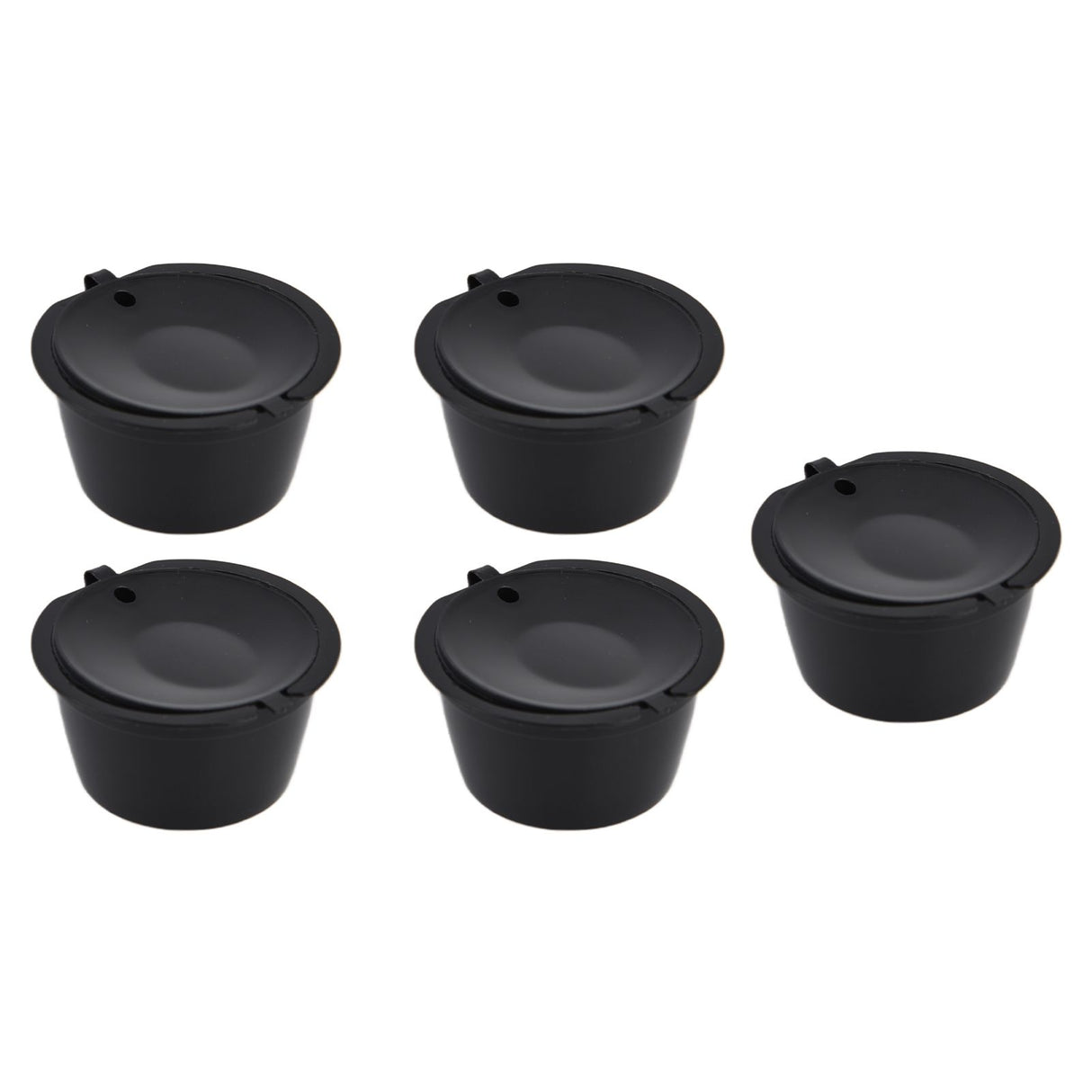 5Pcs 50ml Coffee Capsule Reusable Coffee Filter Cup with Spoon for DOLCE GUSTO Coffee MachineBlack