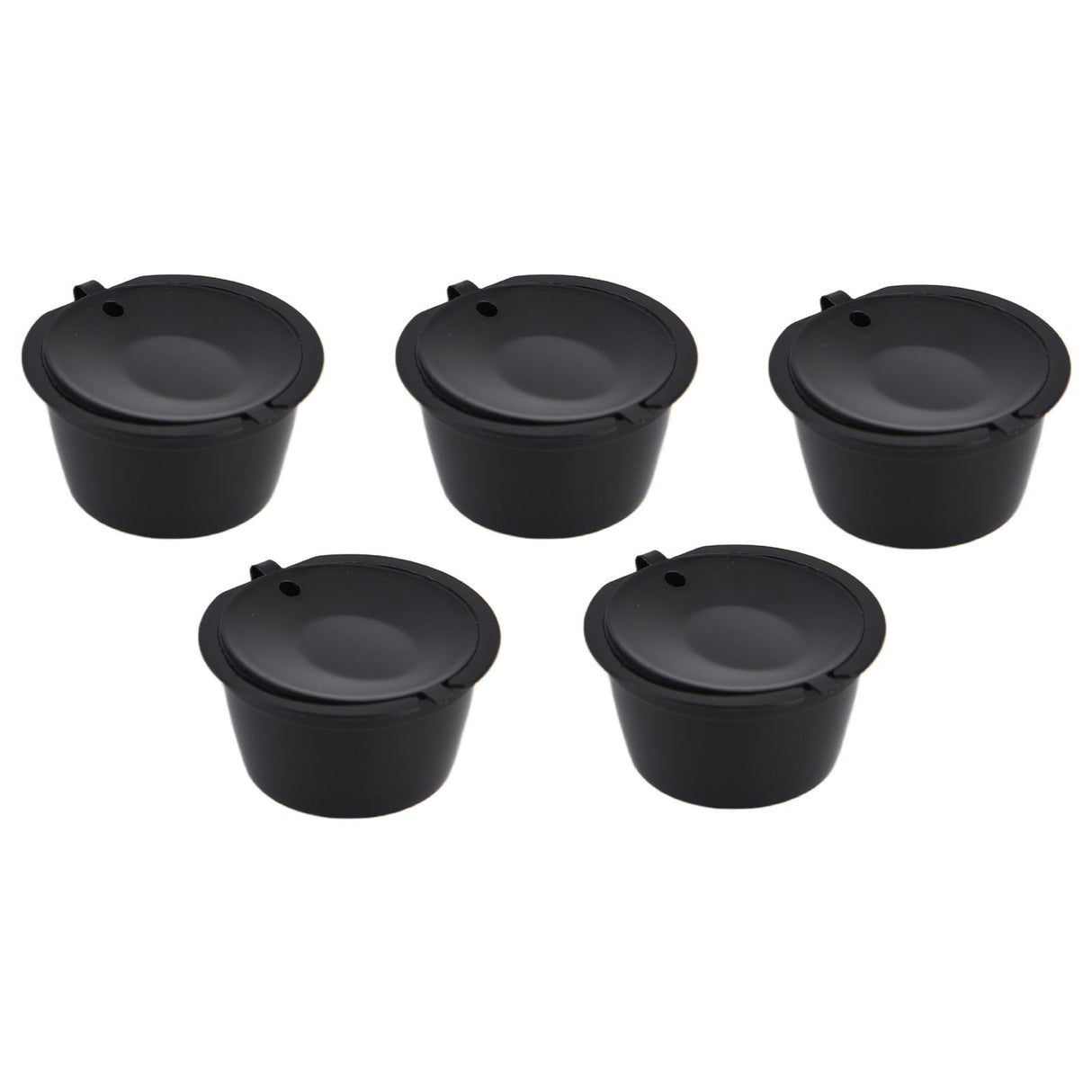 5Pcs 50ml Coffee Capsule Reusable Coffee Filter Cup with Spoon for DOLCE GUSTO Coffee MachineBlack