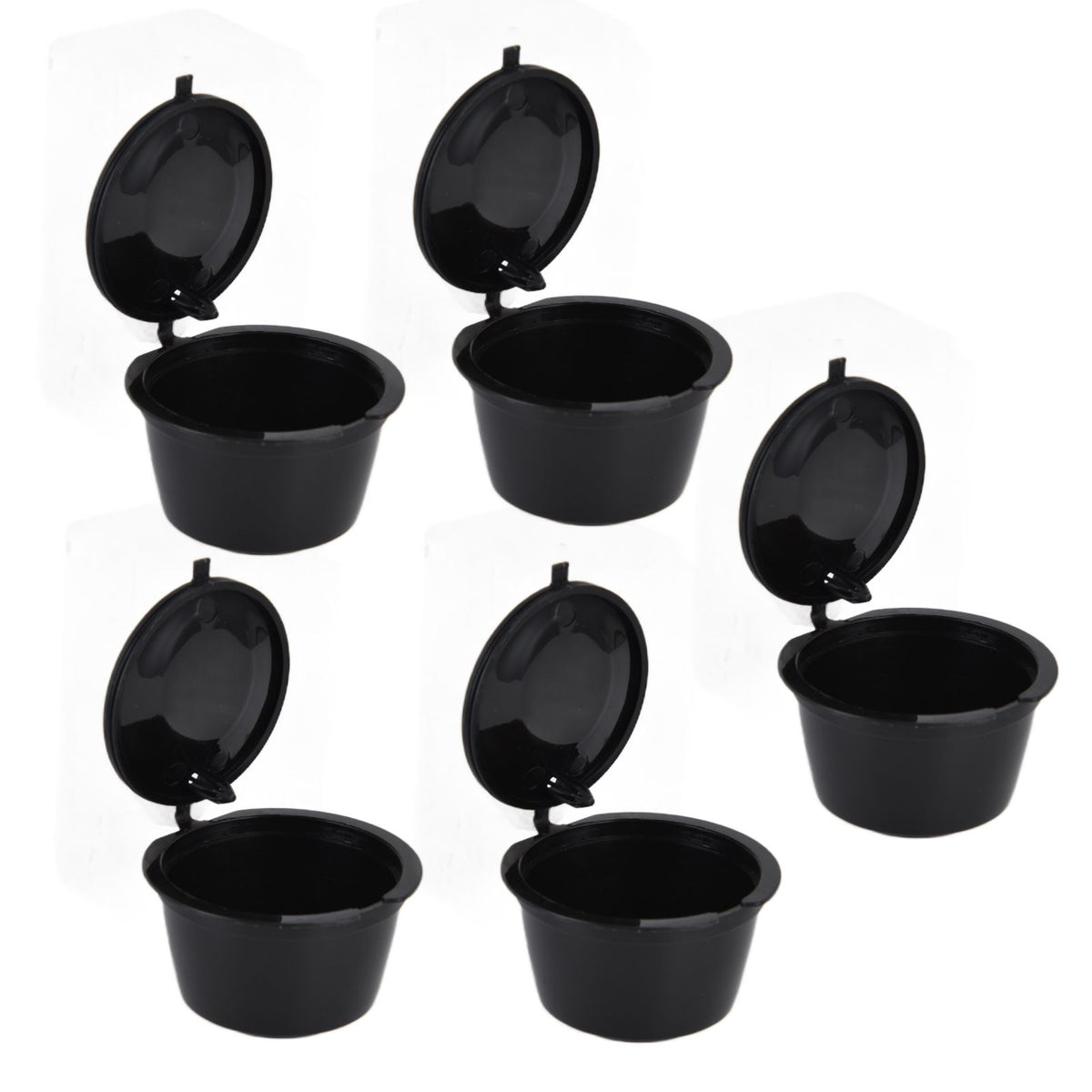 5Pcs 50ml Coffee Capsule Reusable Coffee Filter Cup with Spoon for DOLCE GUSTO Coffee MachineBlack