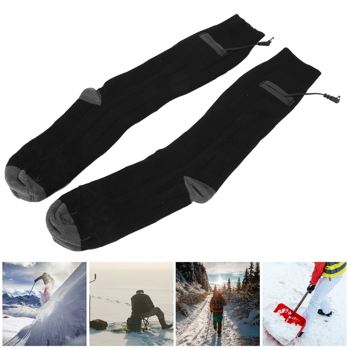 Heated Socks Winter Thermal Socks Washable DC Powered Socks Comfortable and Durable Black Gray for Man and Woman