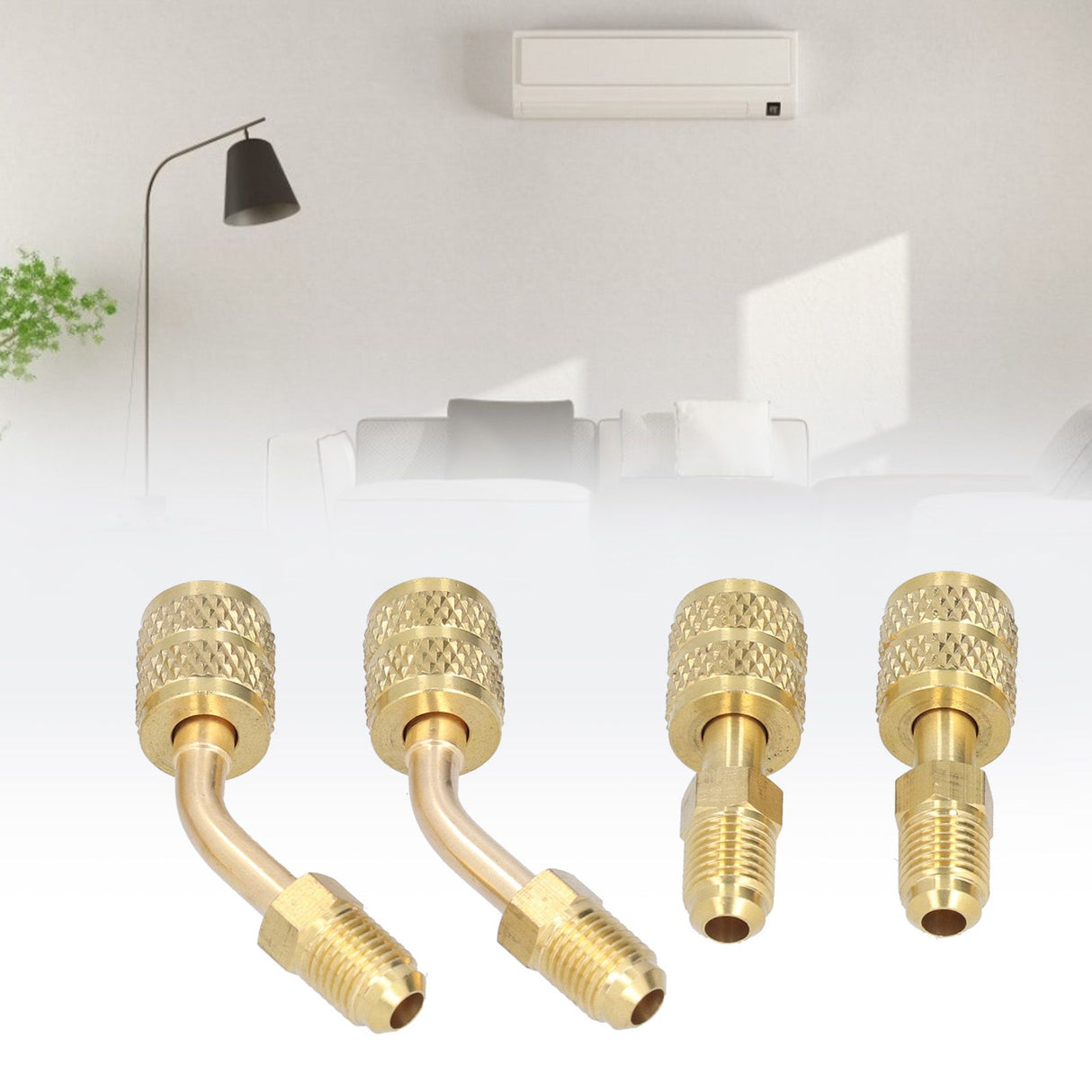 4Pcs 1/4SAE to 5/16SAE Conversion Head Refrigerant Charging Adapter for R410 Reducer Fluoride Tools