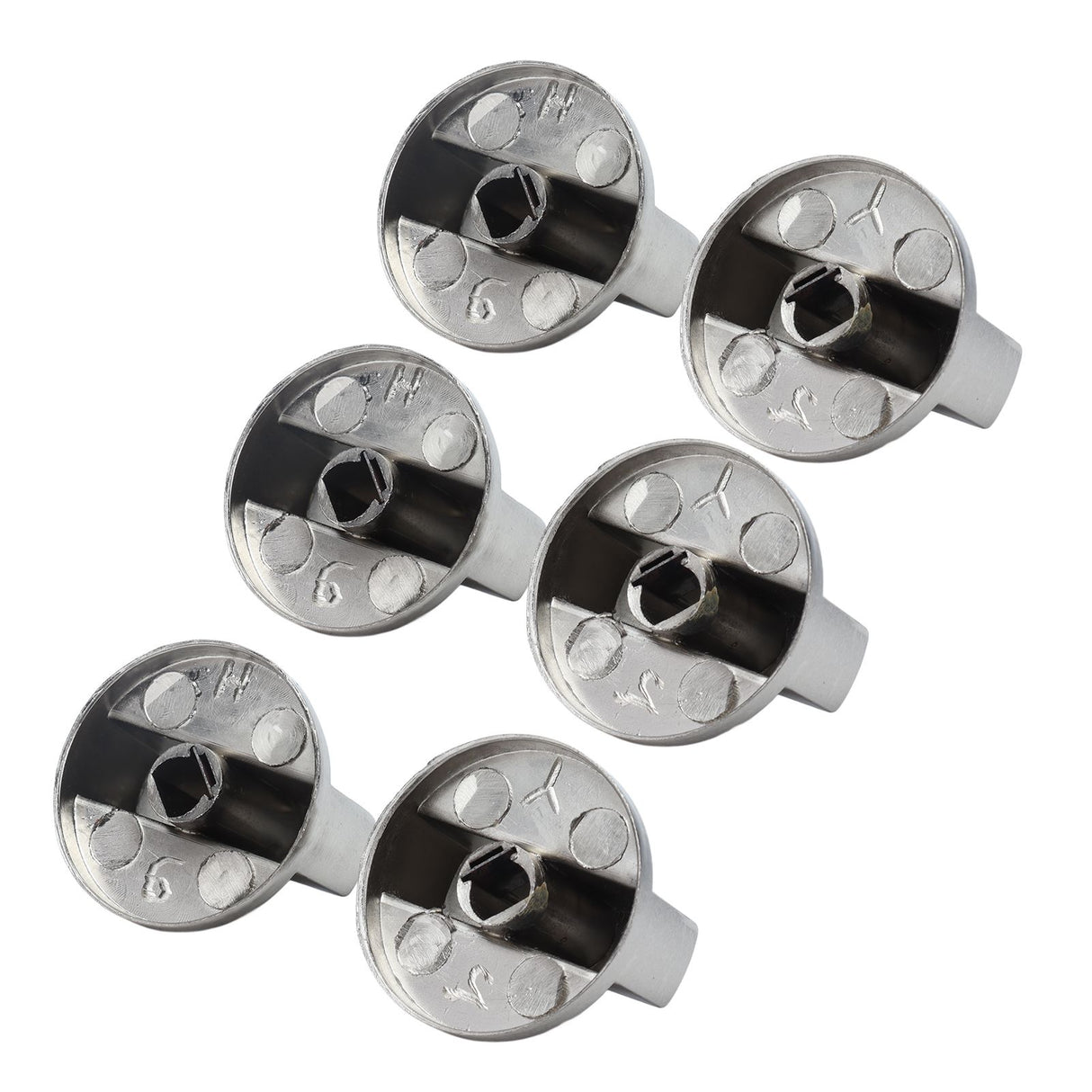 6Pcs 8mm Rotate Knob Zinc Alloy Control Knob Replacement for Kitchen Range Gas Stove Microwave Oven45°
