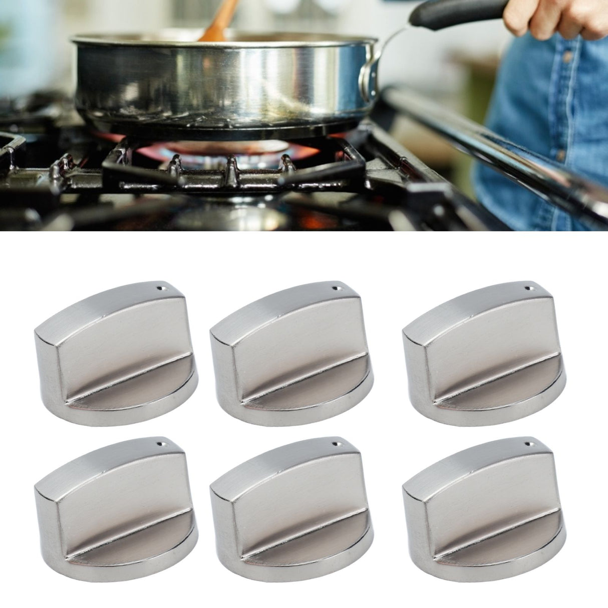 6Pcs 8mm Rotate Knob Zinc Alloy Control Knob Replacement for Kitchen Range Gas Stove Microwave Oven45°