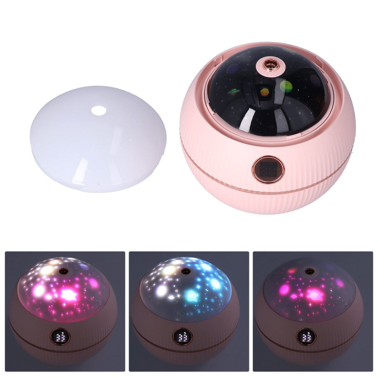 550ML Spherical Humidifier Mini Portable Star Projection Humidifier for Home Bedroom USB ChargingPink