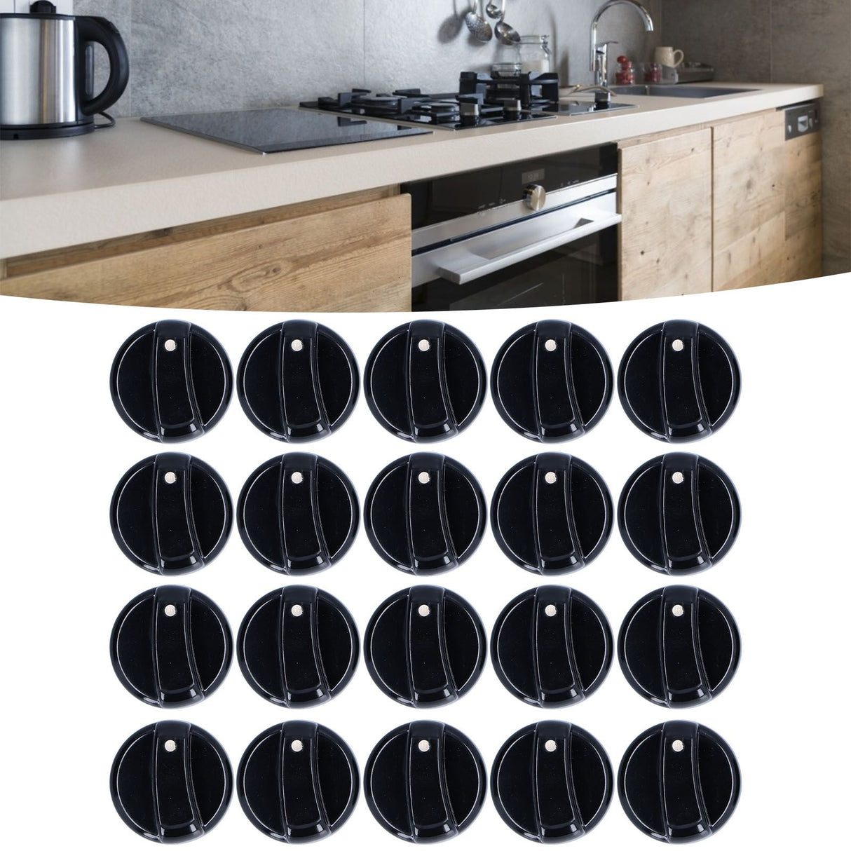 20PCS 8mm Universal Kitchen Range Control Knob ABS for Gas Stove Microwave Oven Water Heater