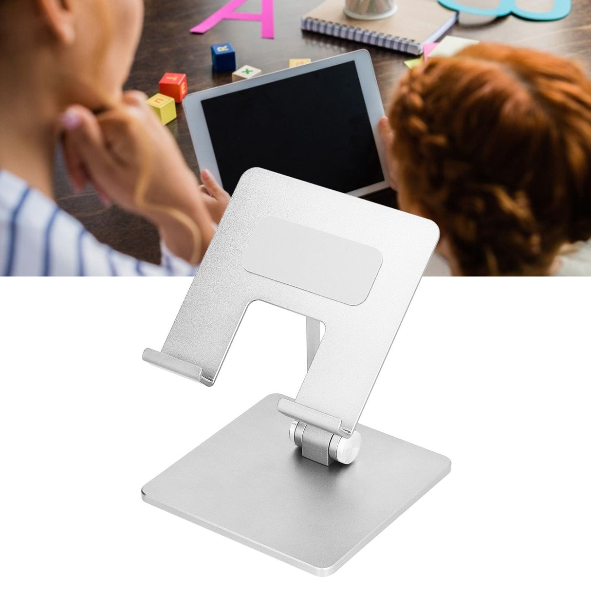 Adjustable Phone Stand Aluminum Alloy Reusable Tablet Holders Rack for Office Home BedroomSilver