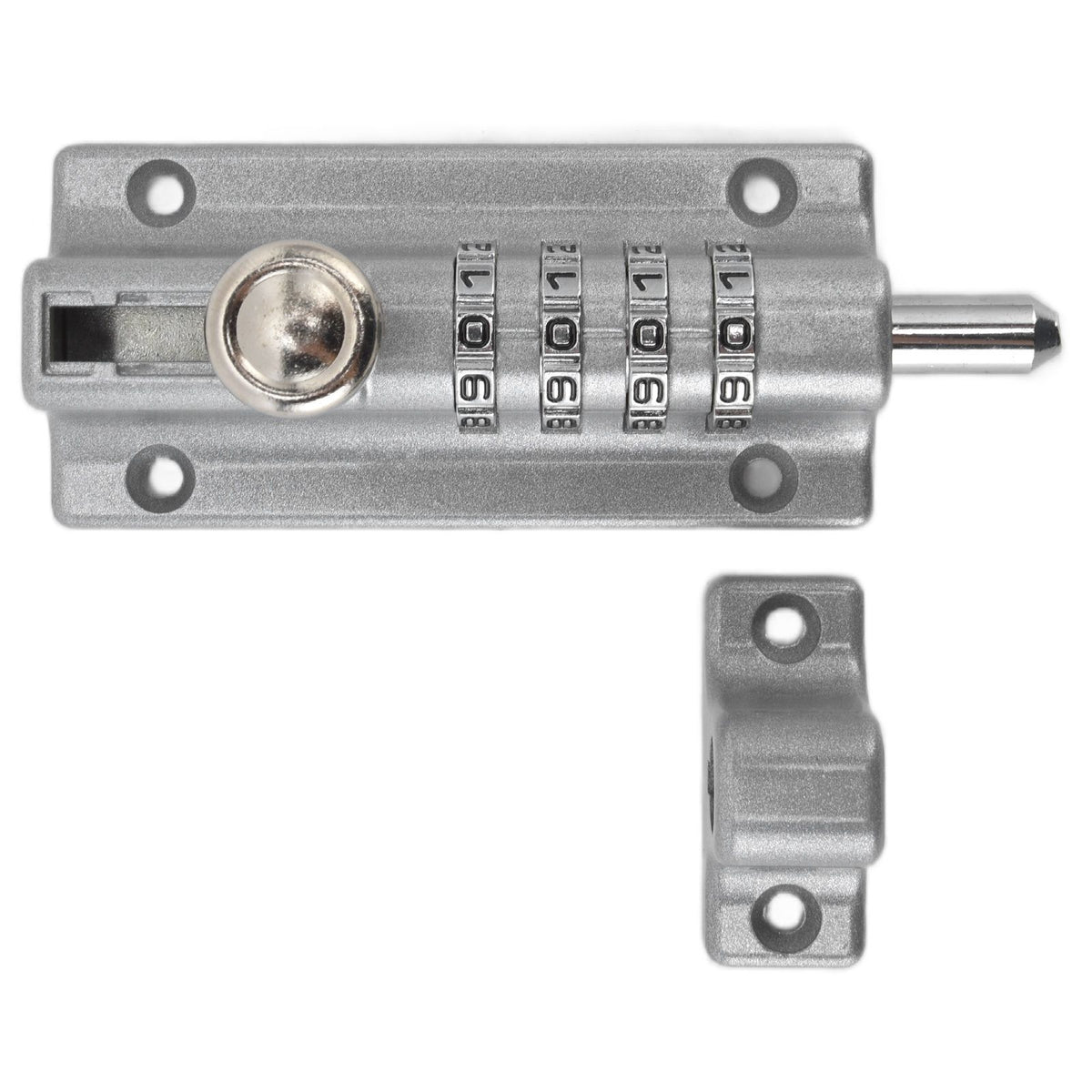 Combination Locking Bolt Safe Password Durable Rust Resistant Coating 4 Digit Lock Bolt for Pool Gate Fence FarmSilver