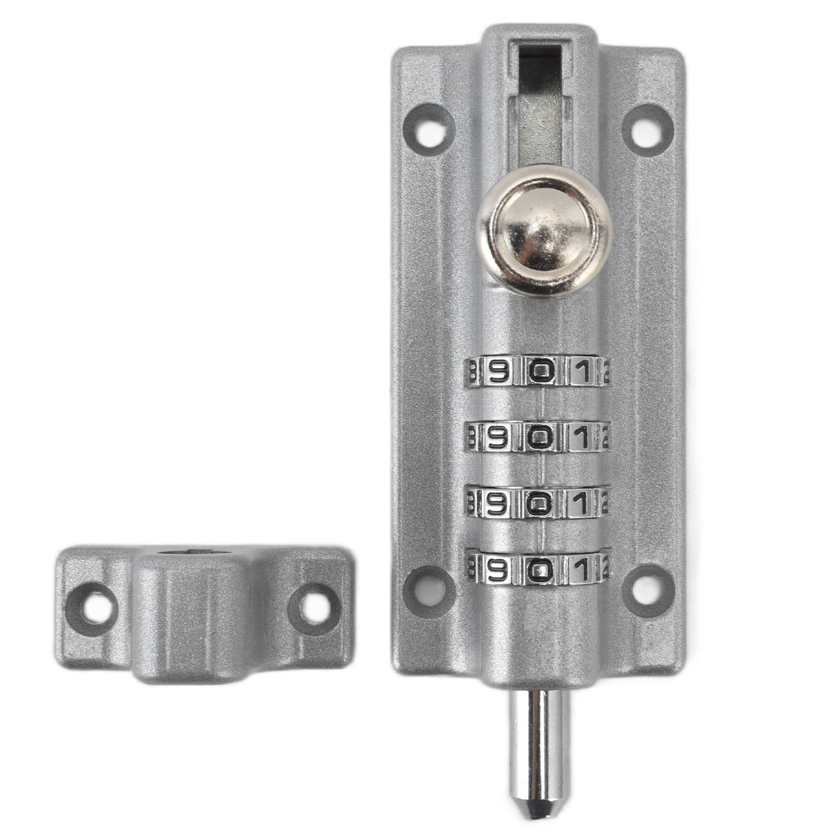 Combination Locking Bolt Safe Password Durable Rust Resistant Coating 4 Digit Lock Bolt for Pool Gate Fence FarmSilver
