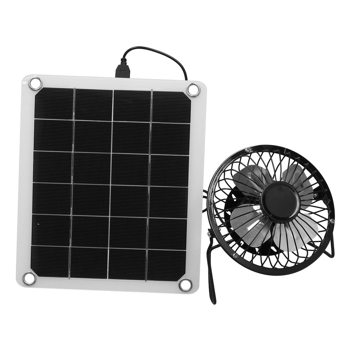 10W Photovoltaic Solar Panel Charger Kit with Fan Dual USB Female Ports for Outdoor Chicken House Farm