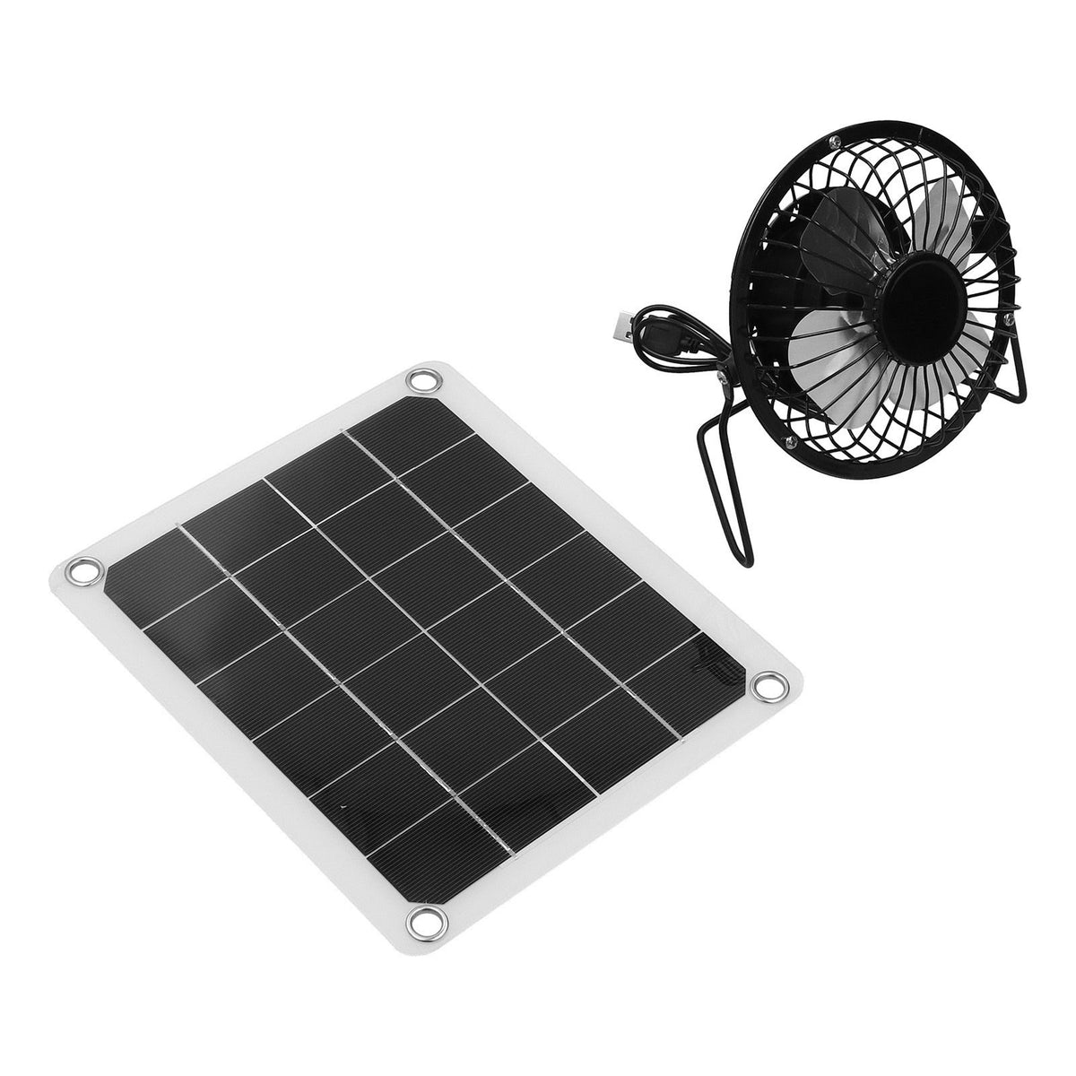 10W Photovoltaic Solar Panel Charger Kit with Fan Dual USB Female Ports for Outdoor Chicken House Farm