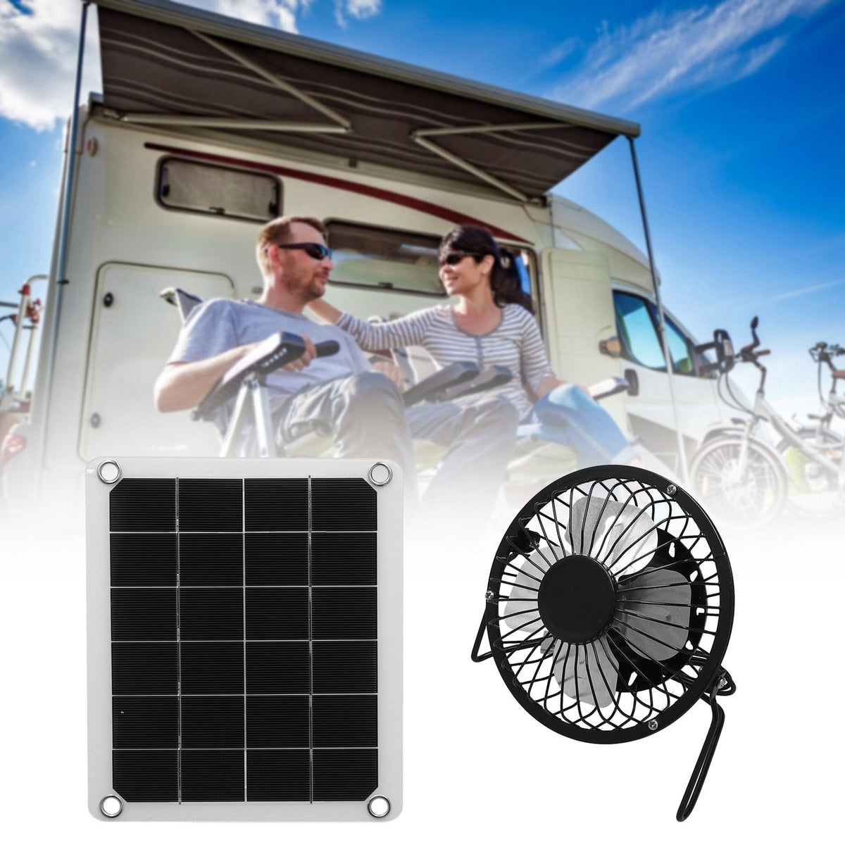 10W Photovoltaic Solar Panel Charger Kit with Fan Dual USB Female Ports for Outdoor Chicken House Farm