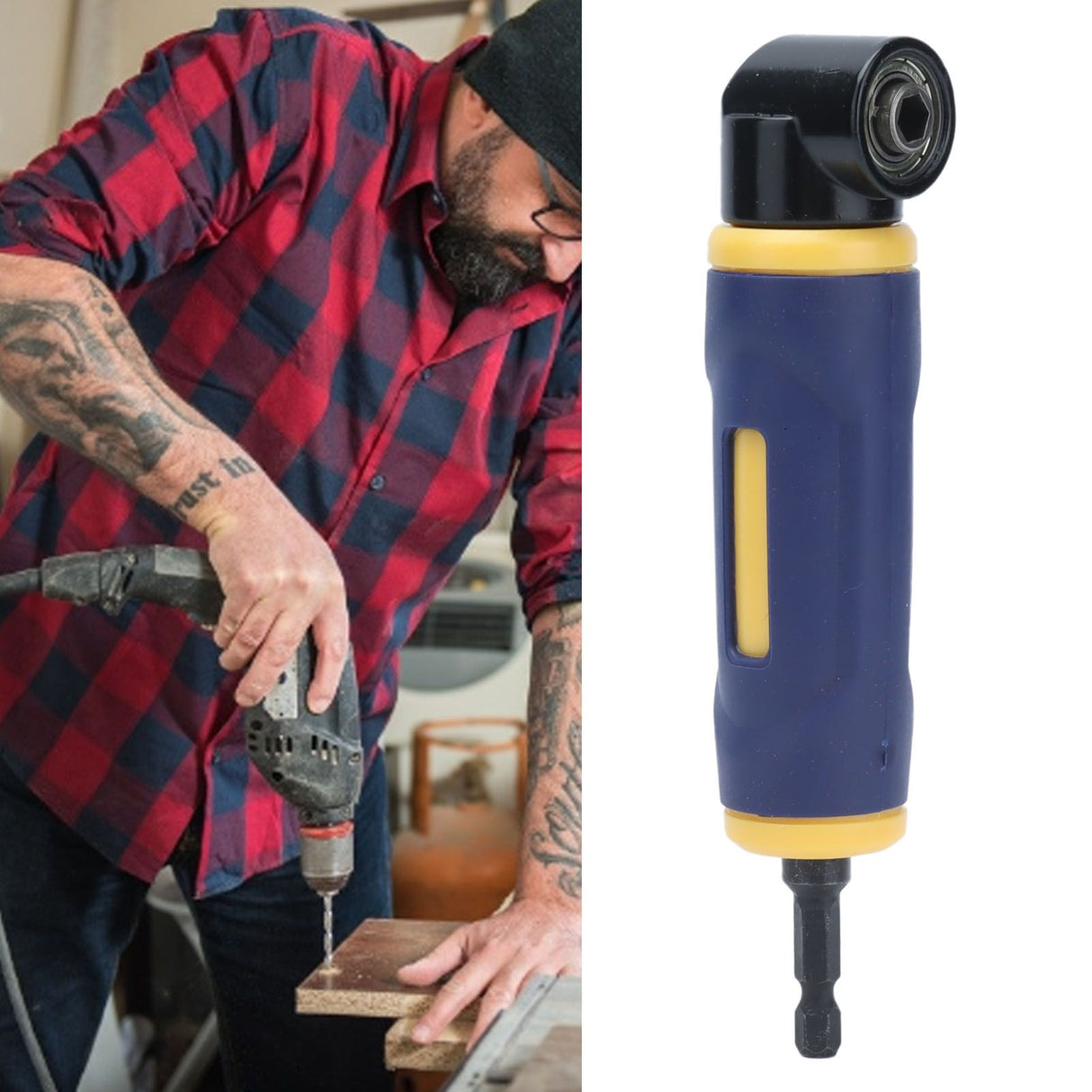 1/4in Right Angle Drill Adapter 90° Angle Hex Shank Screwdriver Drill Bit Socket Holder