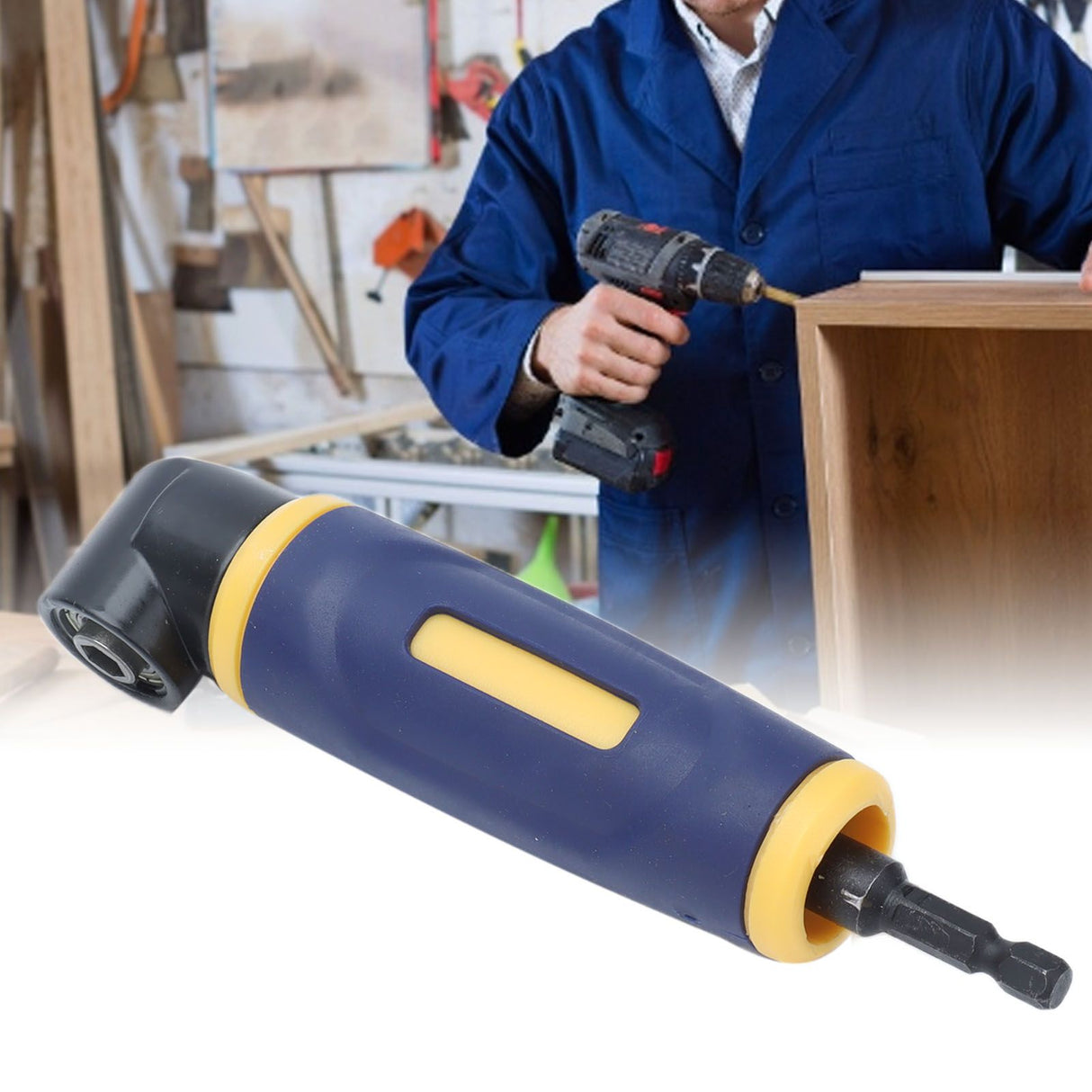 1/4in Right Angle Drill Adapter 90° Angle Hex Shank Screwdriver Drill Bit Socket Holder