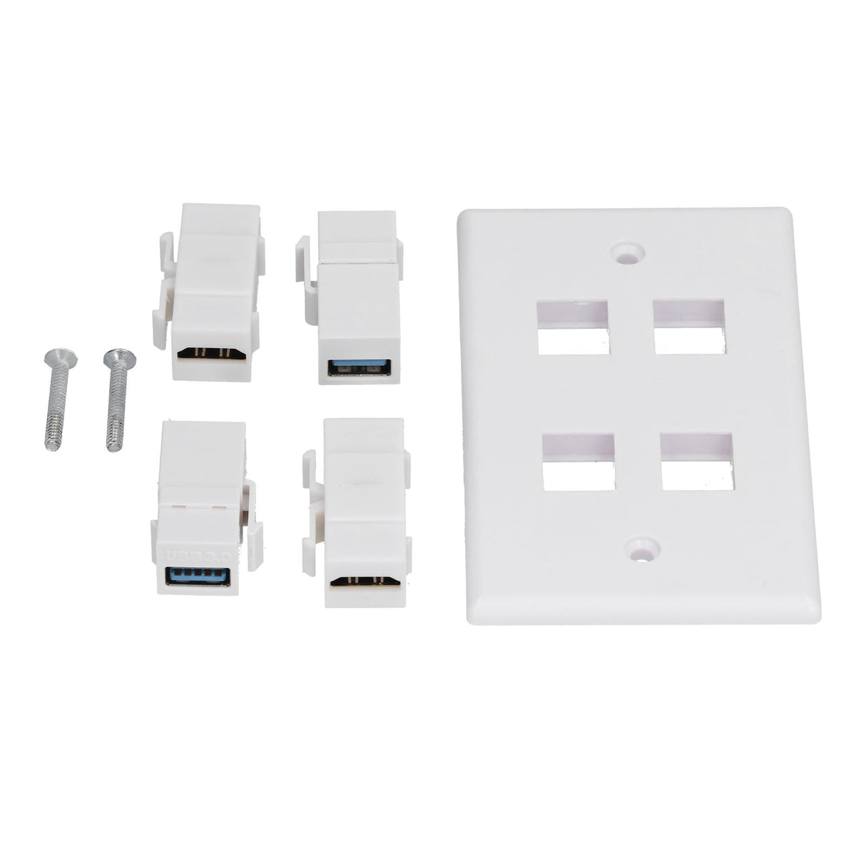2 HD Multimedia Interface+2 USB3.0 Ports Panel Weld Free Audio Video Wall Outlet Plate Accessory
