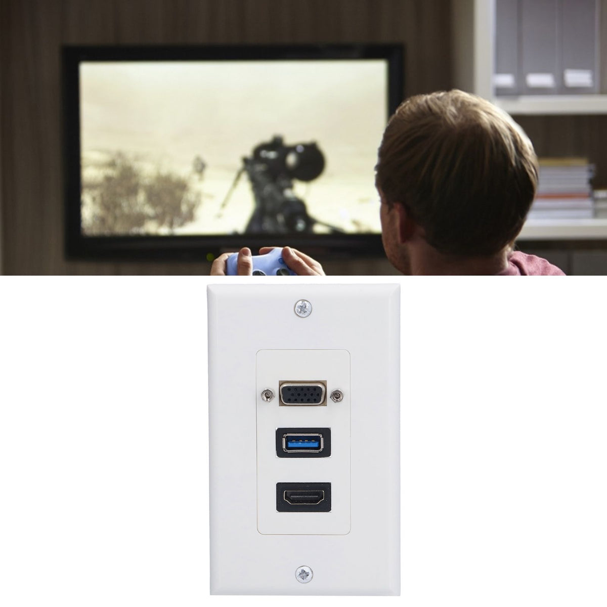 Audio Video Wall Socket 5 Gbps Embedded Installation Multimedia Port Composite Video Panel