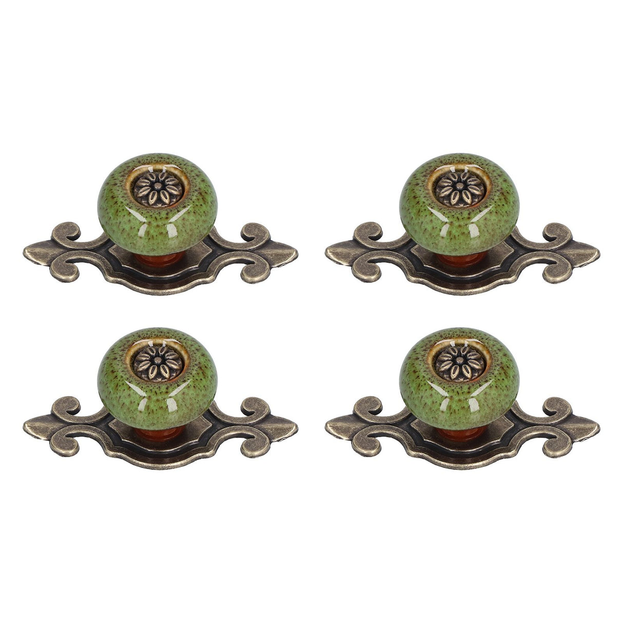 4 Sets Furniture Handle Zinc Alloy Cabinet Door Drawer Handle Exquisite Furniture AccessoriesGreen