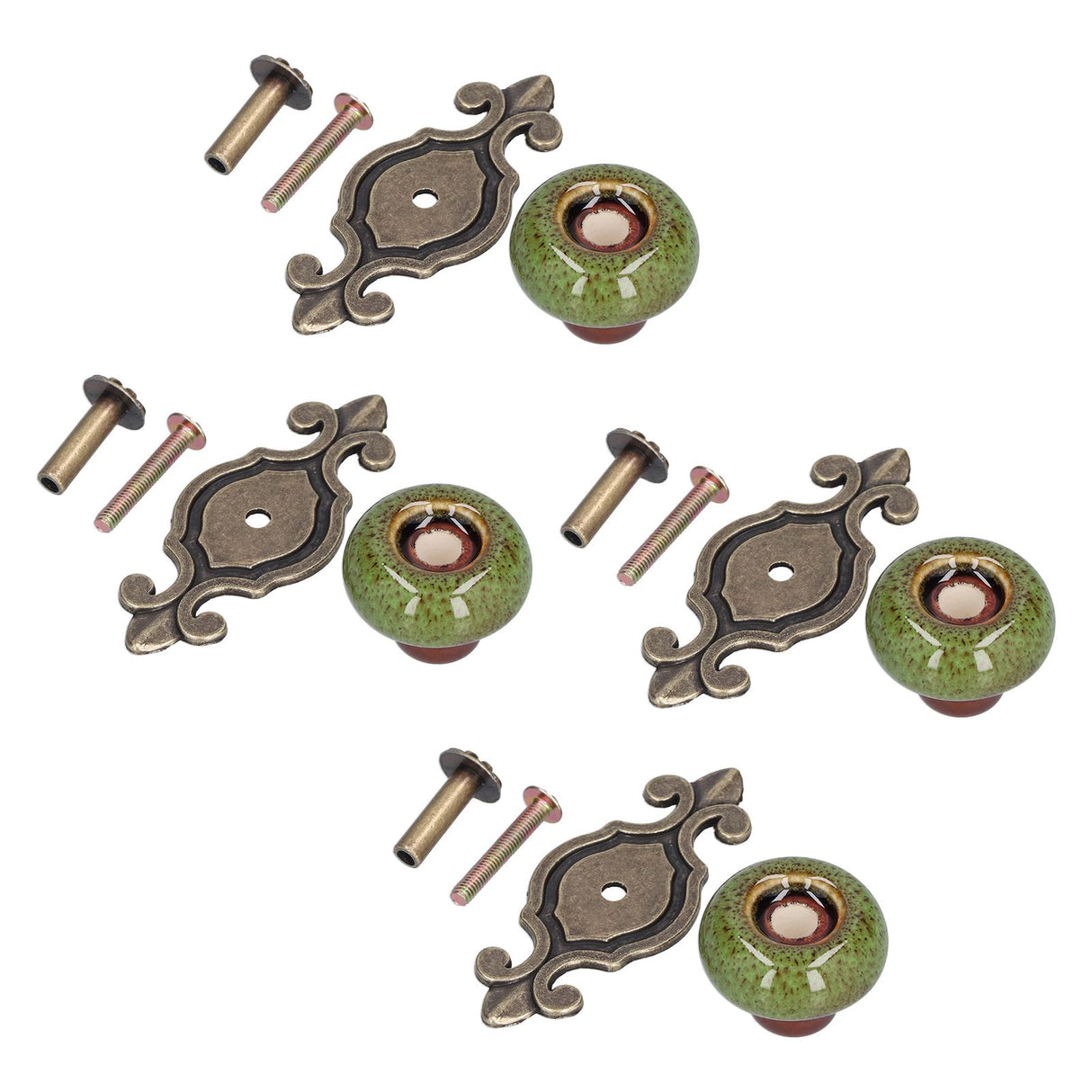 4 Sets Furniture Handle Zinc Alloy Cabinet Door Drawer Handle Exquisite Furniture AccessoriesGreen