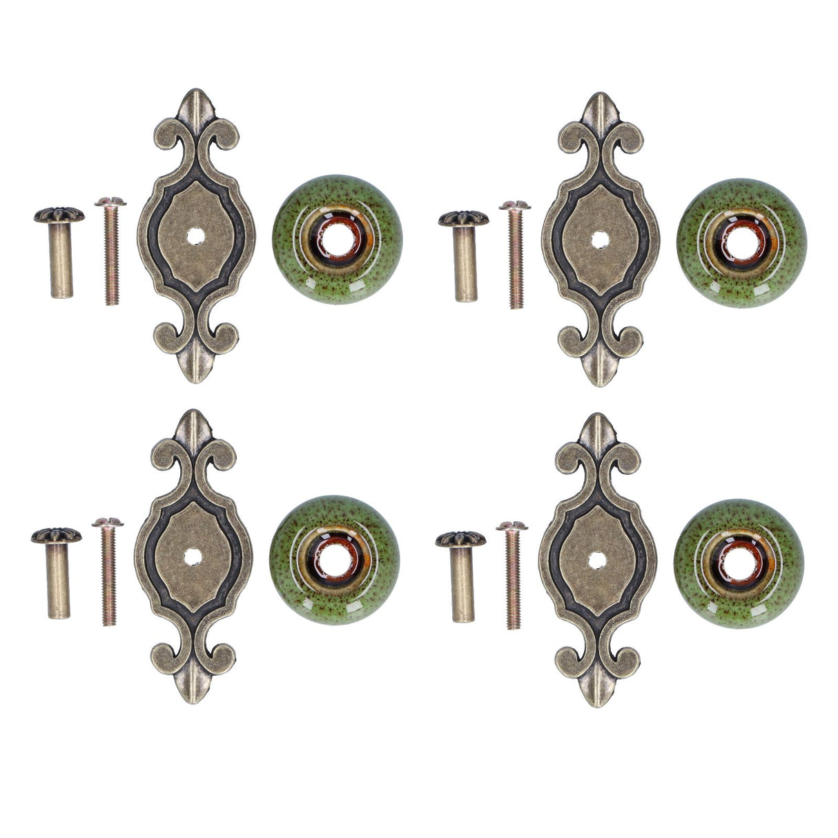 4 Sets Furniture Handle Zinc Alloy Cabinet Door Drawer Handle Exquisite Furniture AccessoriesGreen