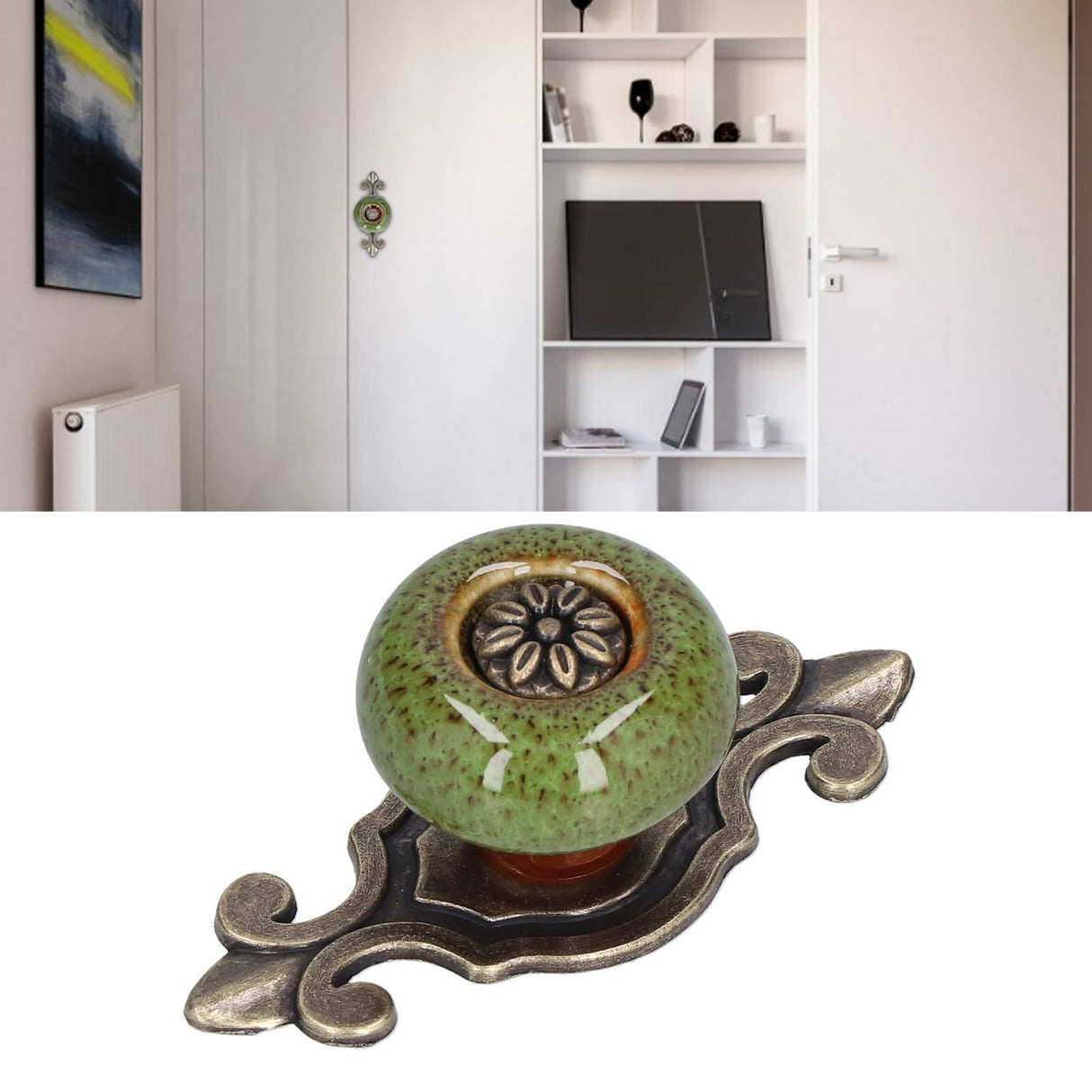 4 Sets Furniture Handle Zinc Alloy Cabinet Door Drawer Handle Exquisite Furniture AccessoriesGreen