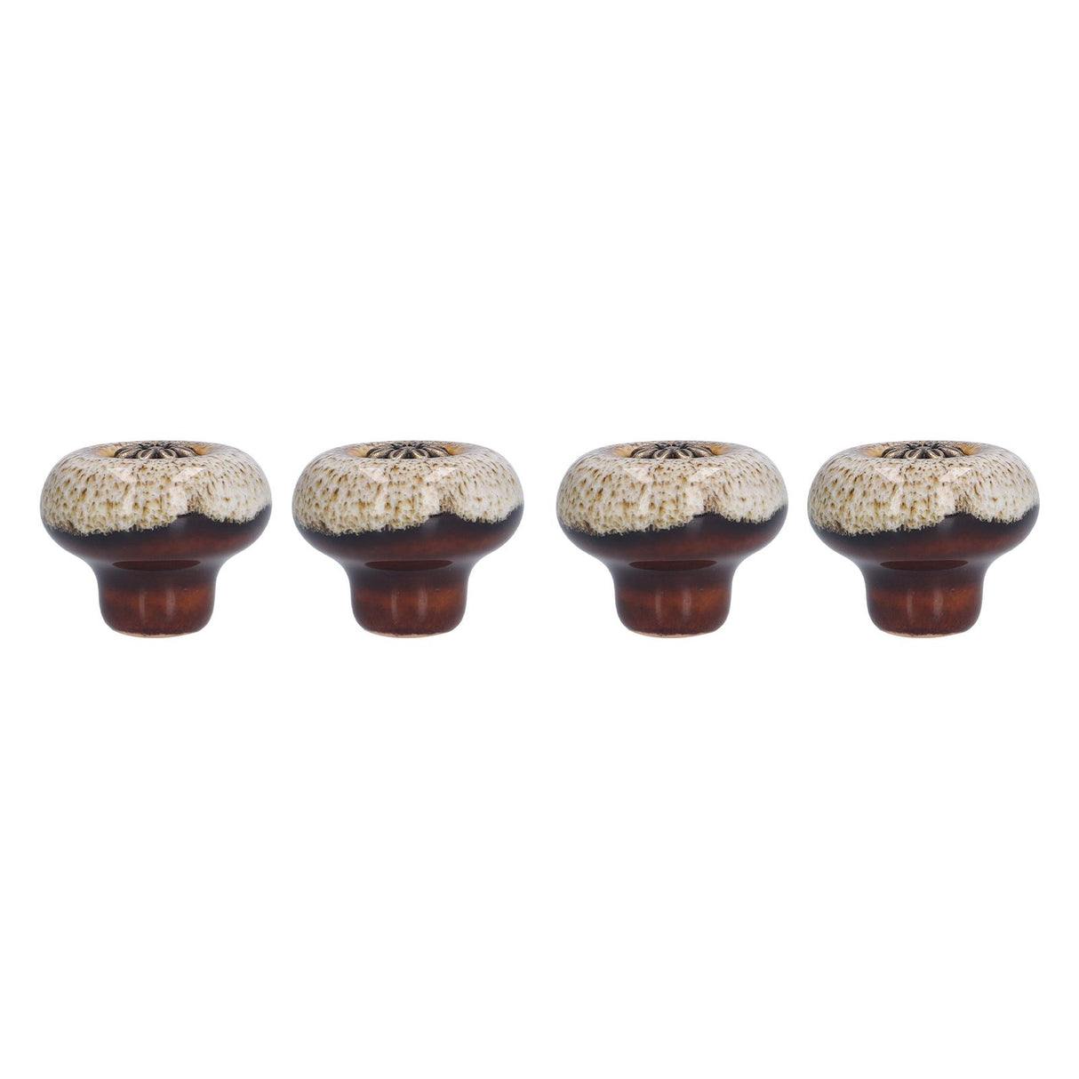 4 Set Cabinet Handle Retro Round Shaped Single Hole Door Knob for Home Bedroom Living RoomGreen Ancient Leopard Print White