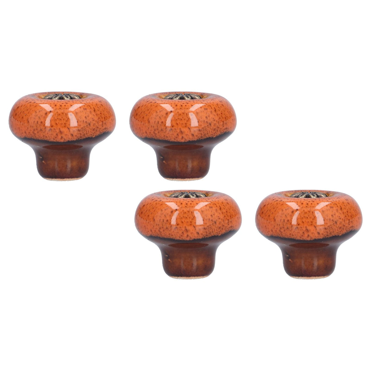 4 Set Cabinet Handle Retro Round Shaped Single Hole Door Knob for Home Bedroom Living RoomGreen Ancient Leopard Print Orange