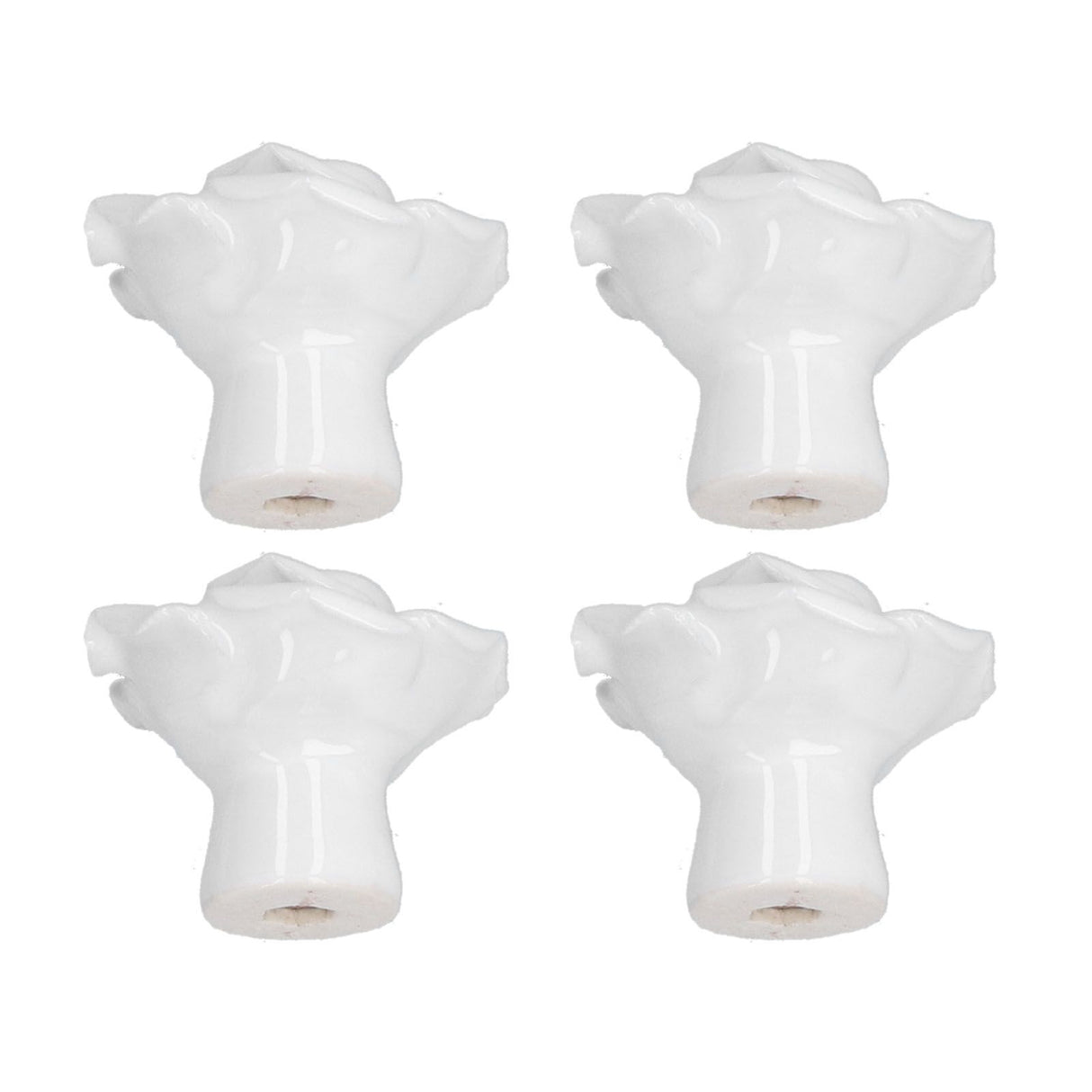 4 Set Rose Shaped Handle Modern Ceramic Cabinet Knob for Home Living Room BedroomWhite