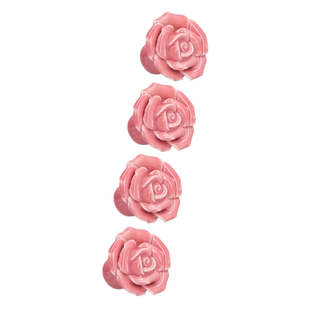 4 Set Rose Shaped Handle Modern Ceramic Cabinet Knob for Home Living Room BedroomPink