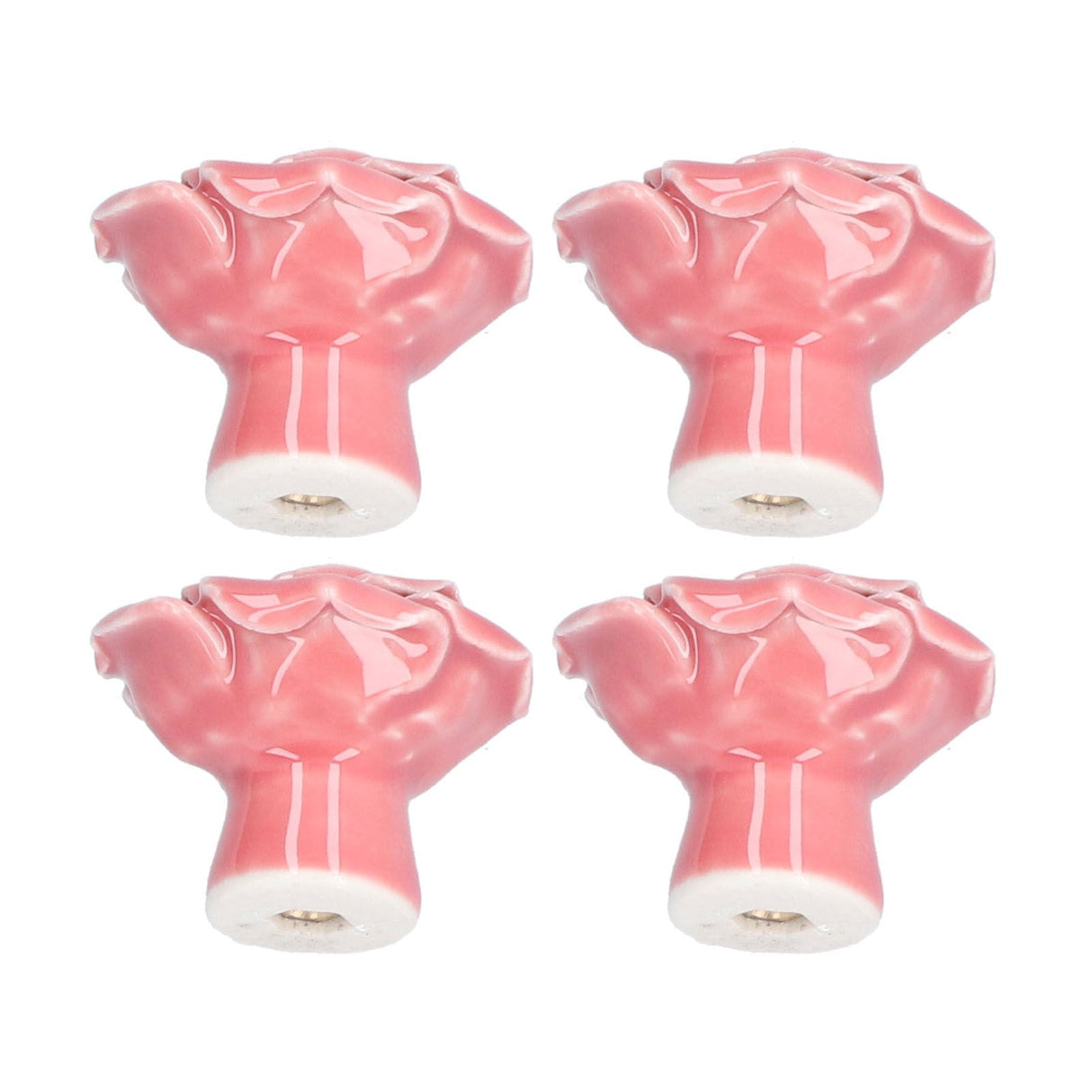 4 Set Rose Shaped Handle Modern Ceramic Cabinet Knob for Home Living Room BedroomPink