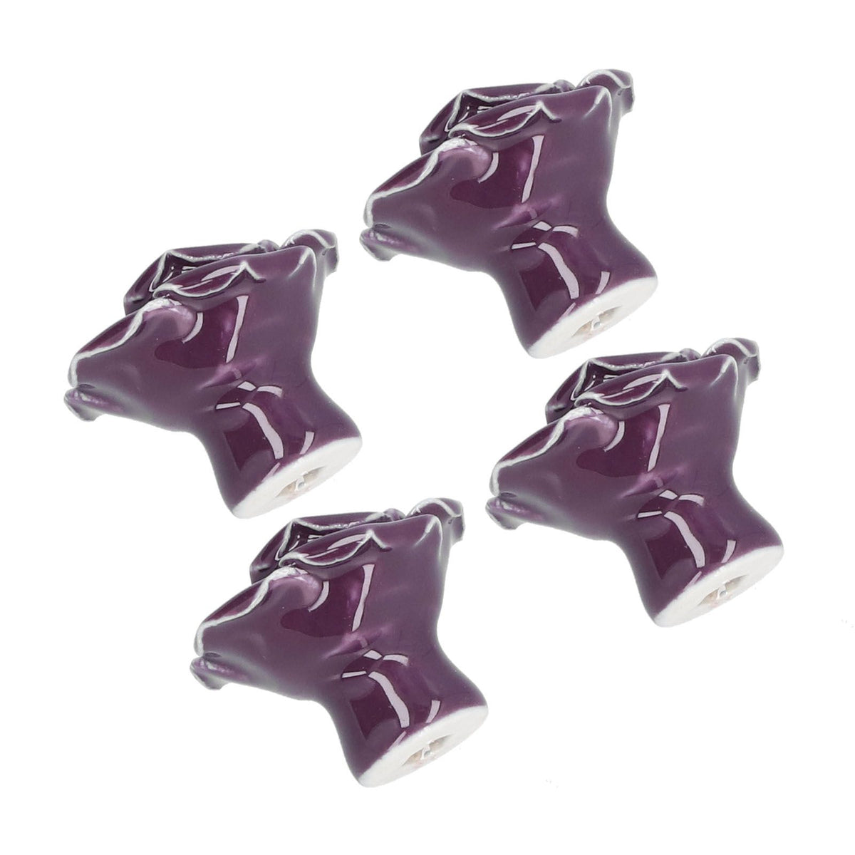 4 Set Rose Shaped Handle Modern Ceramic Cabinet Knob for Home Living Room BedroomPurple