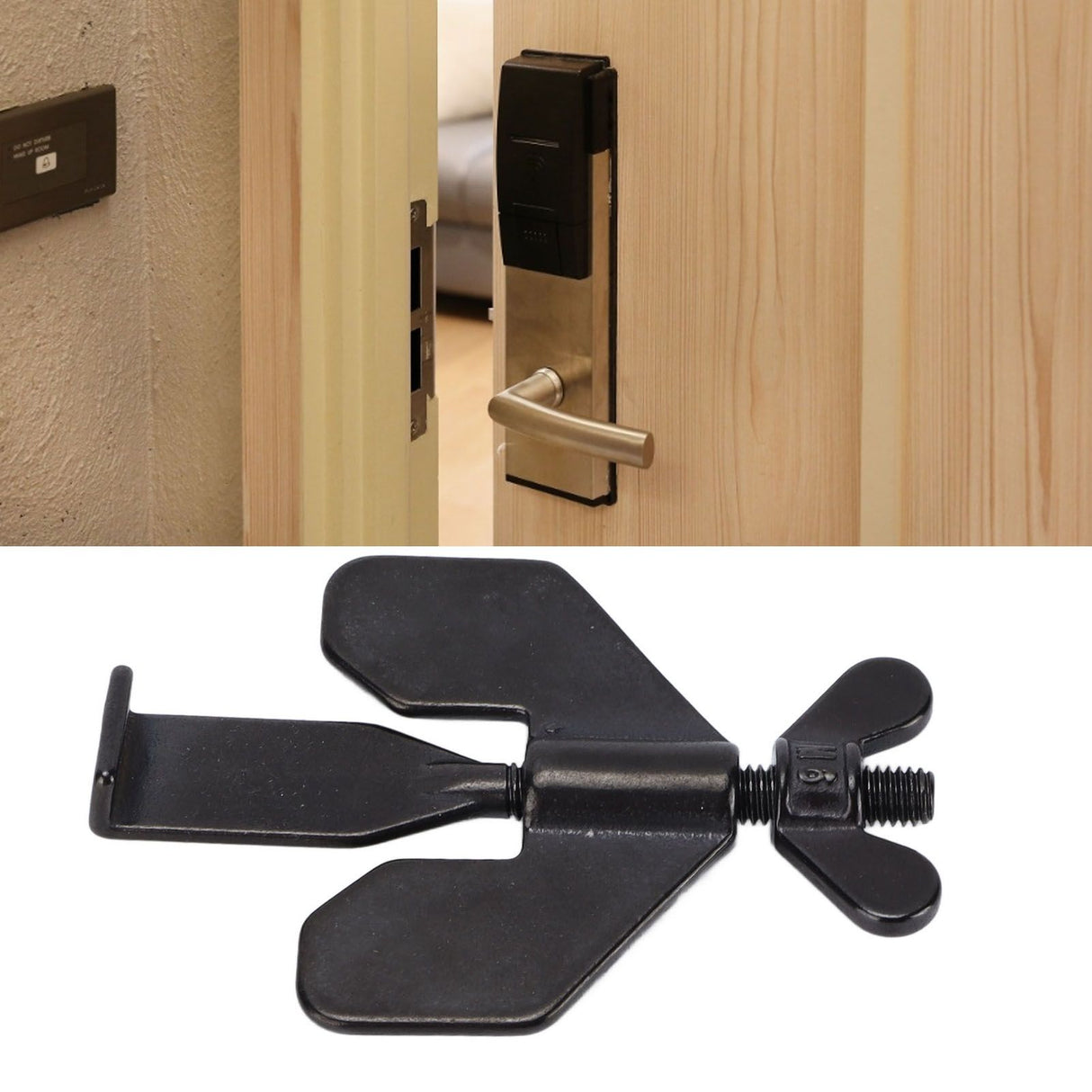 Portable Door Lock Home Security Locker Travel Lockdown Lock Anti Thief Easy to Install for Hotel and ApartmentBlack