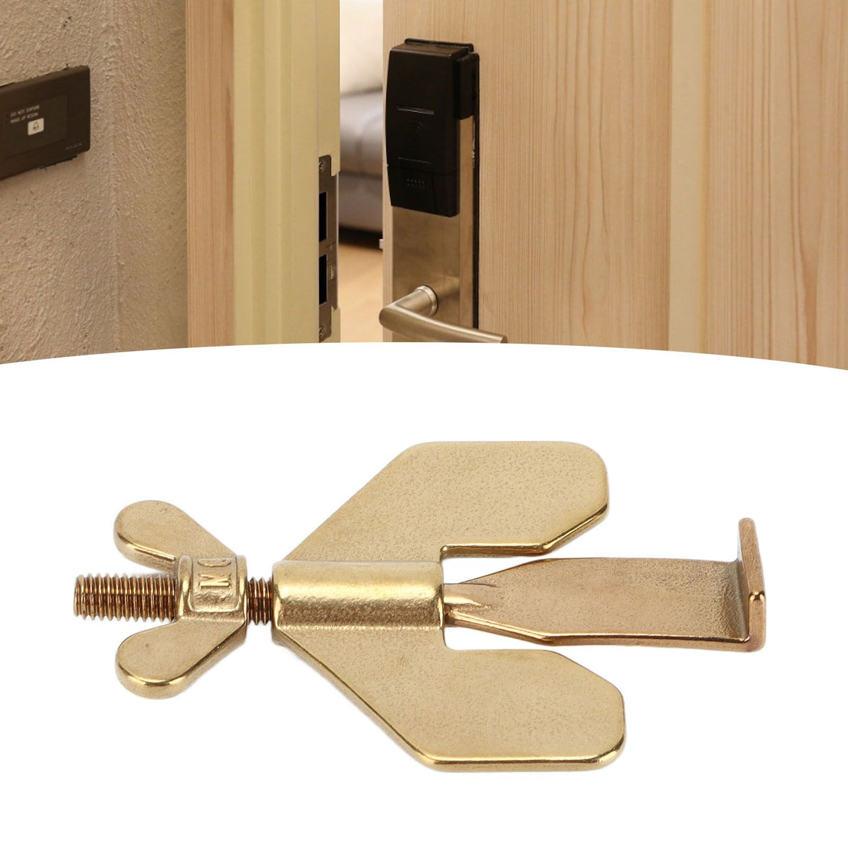 Portable Door Lock Home Security Locker Travel Lockdown Lock Anti Thief Easy to Install for Hotel and ApartmentGold